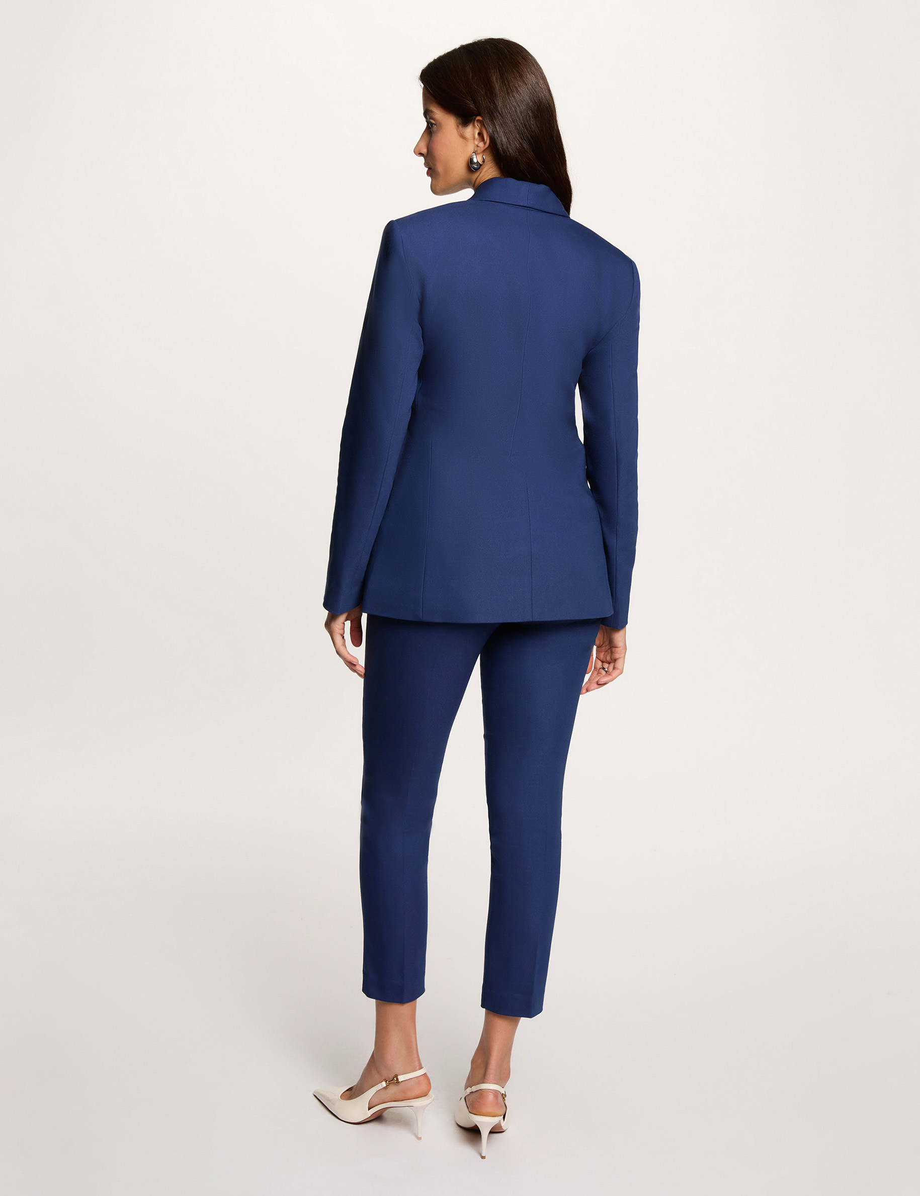 Veste courte col ch&acirc;le bleu marine femme