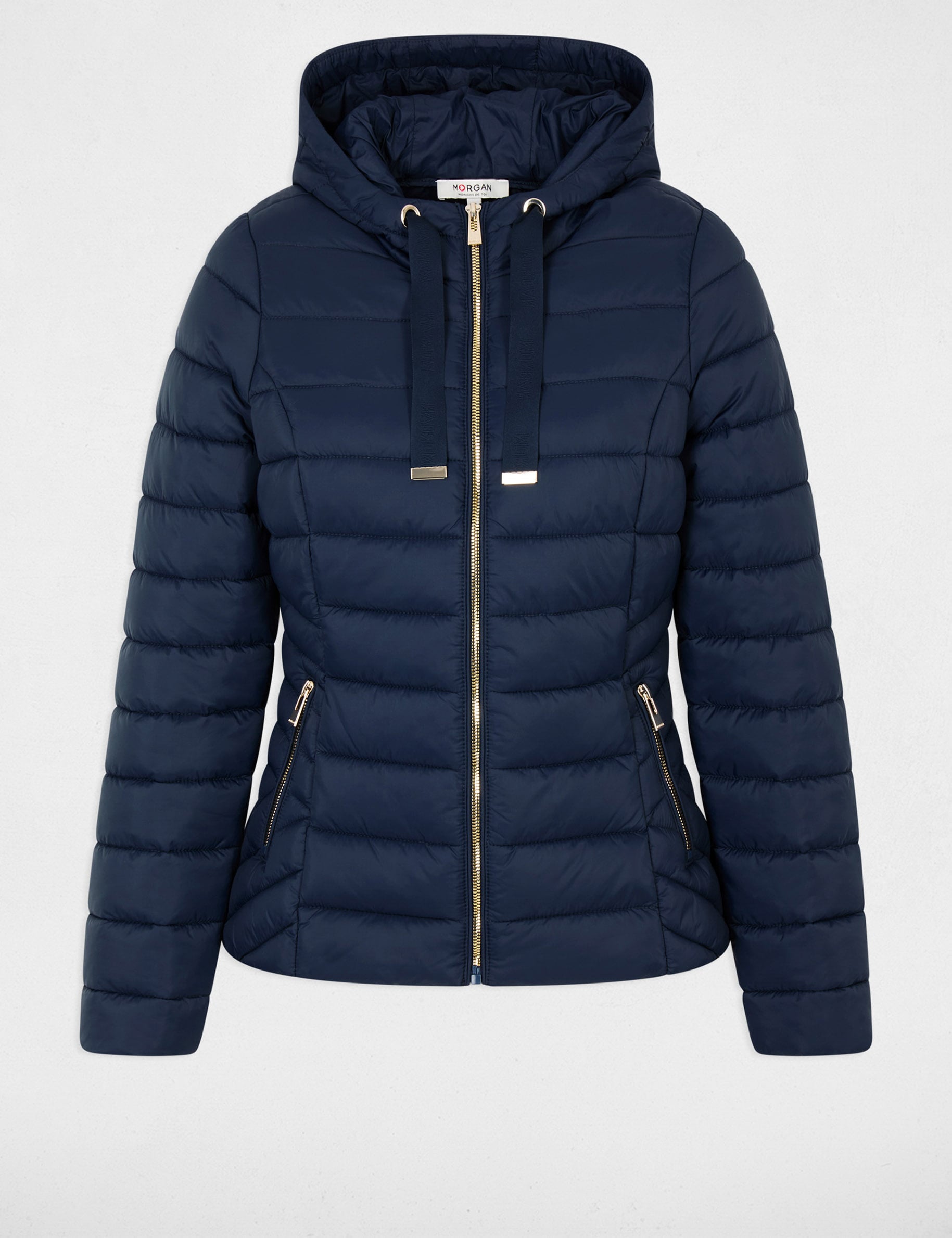 Doudoune &agrave; capuche bleu marine femme