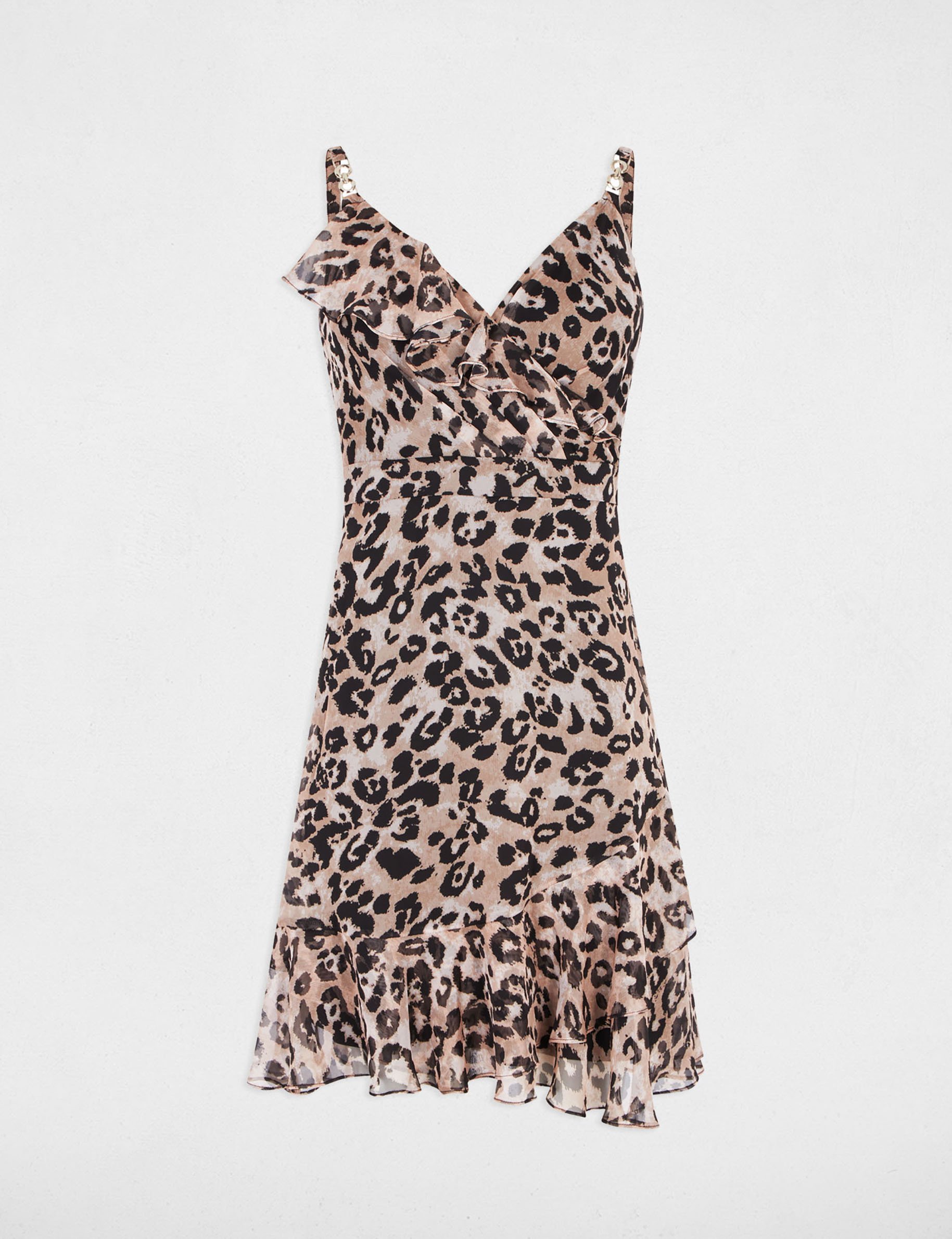 Robe courte trapèze imprimée multicolore femme