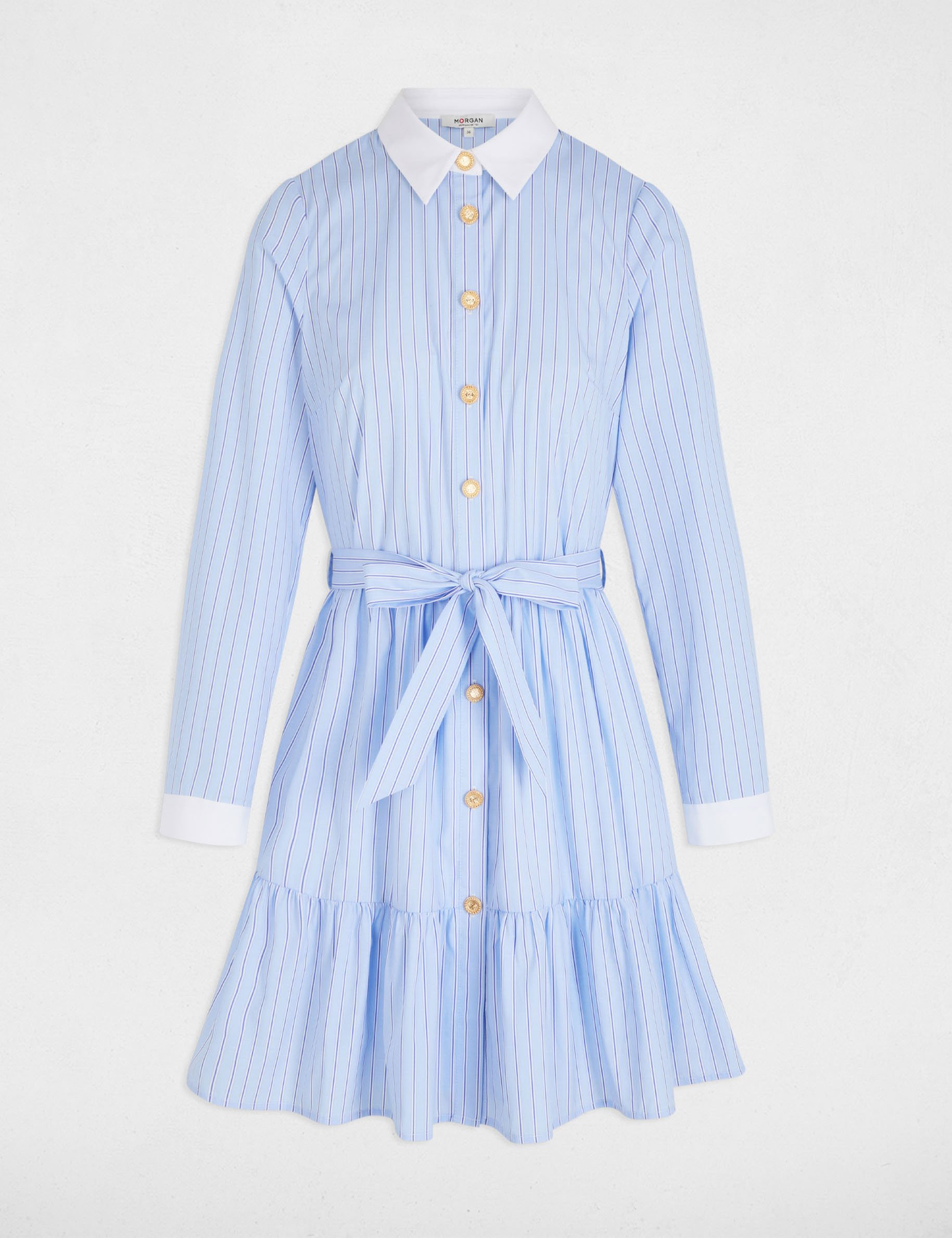 robe courte trapeze rayee bleu ciel femme Robe courte trapèze rayée bleu ciel femme
