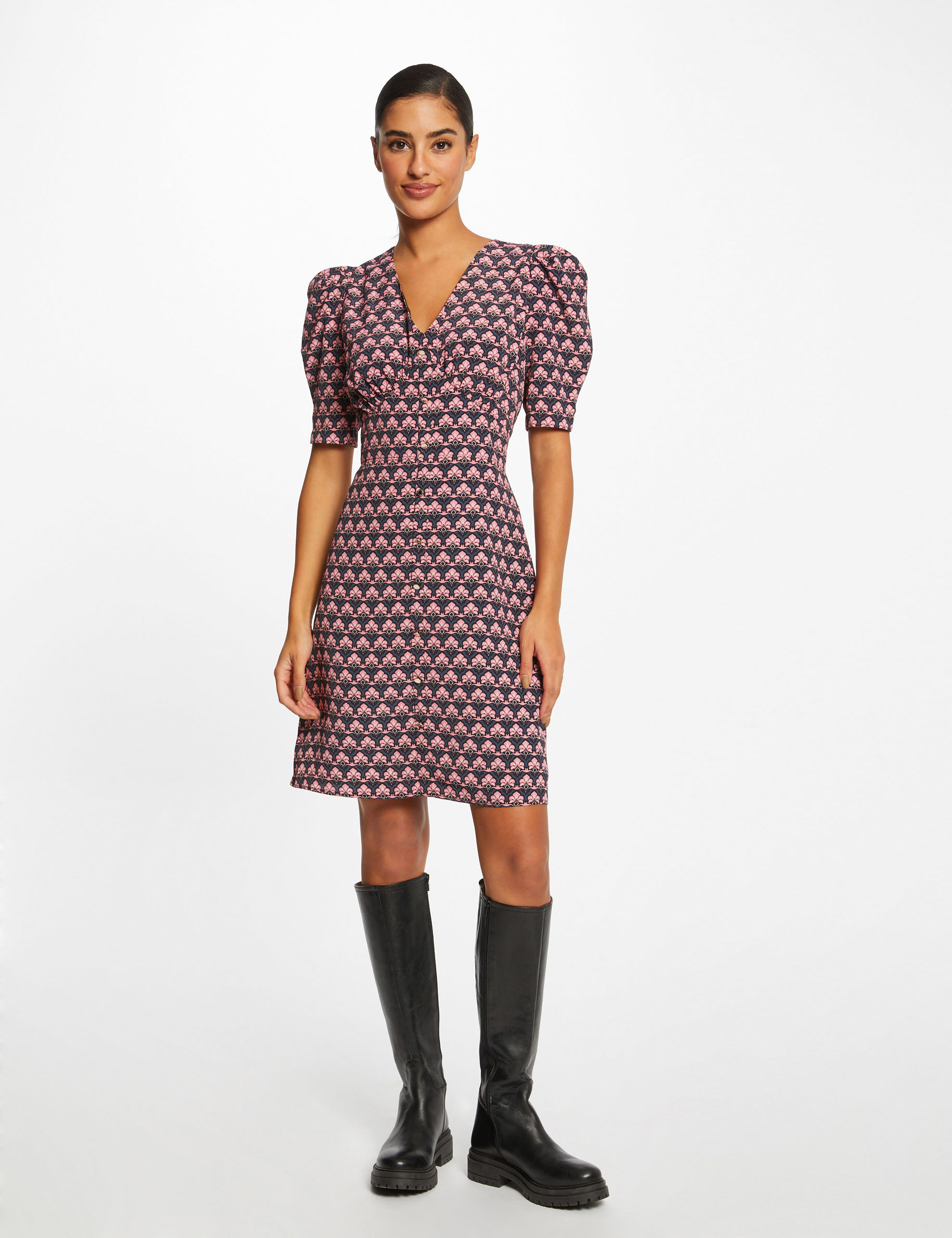 Robe droite imprimé abstrait multico femme Robe droite imprimé abstrait multico femme