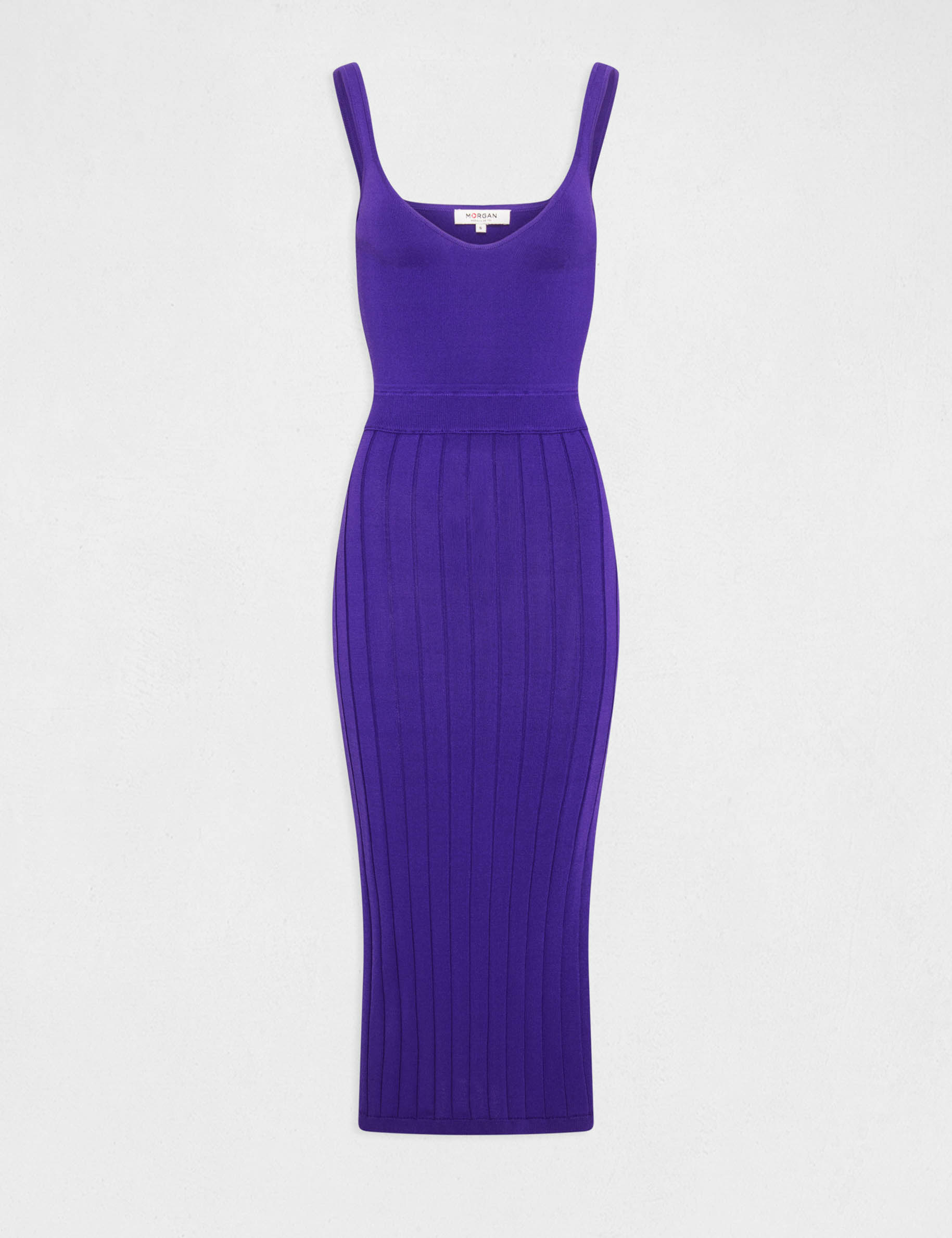 robe pull longue ajustee fendue violet femme Robe pull longue ajustée fendue violet femme