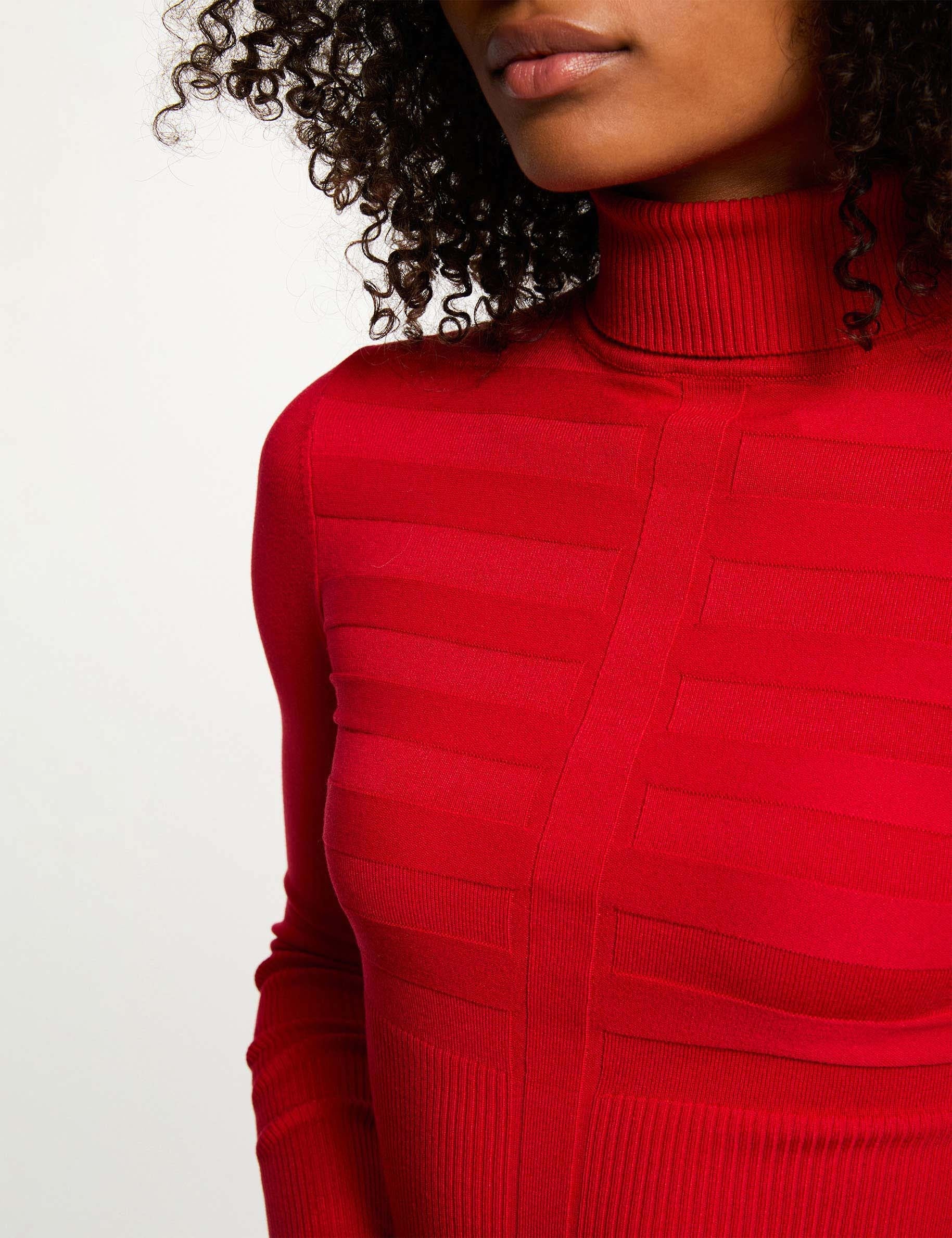 Pull col roulé ajusté rouge femme | Morgan