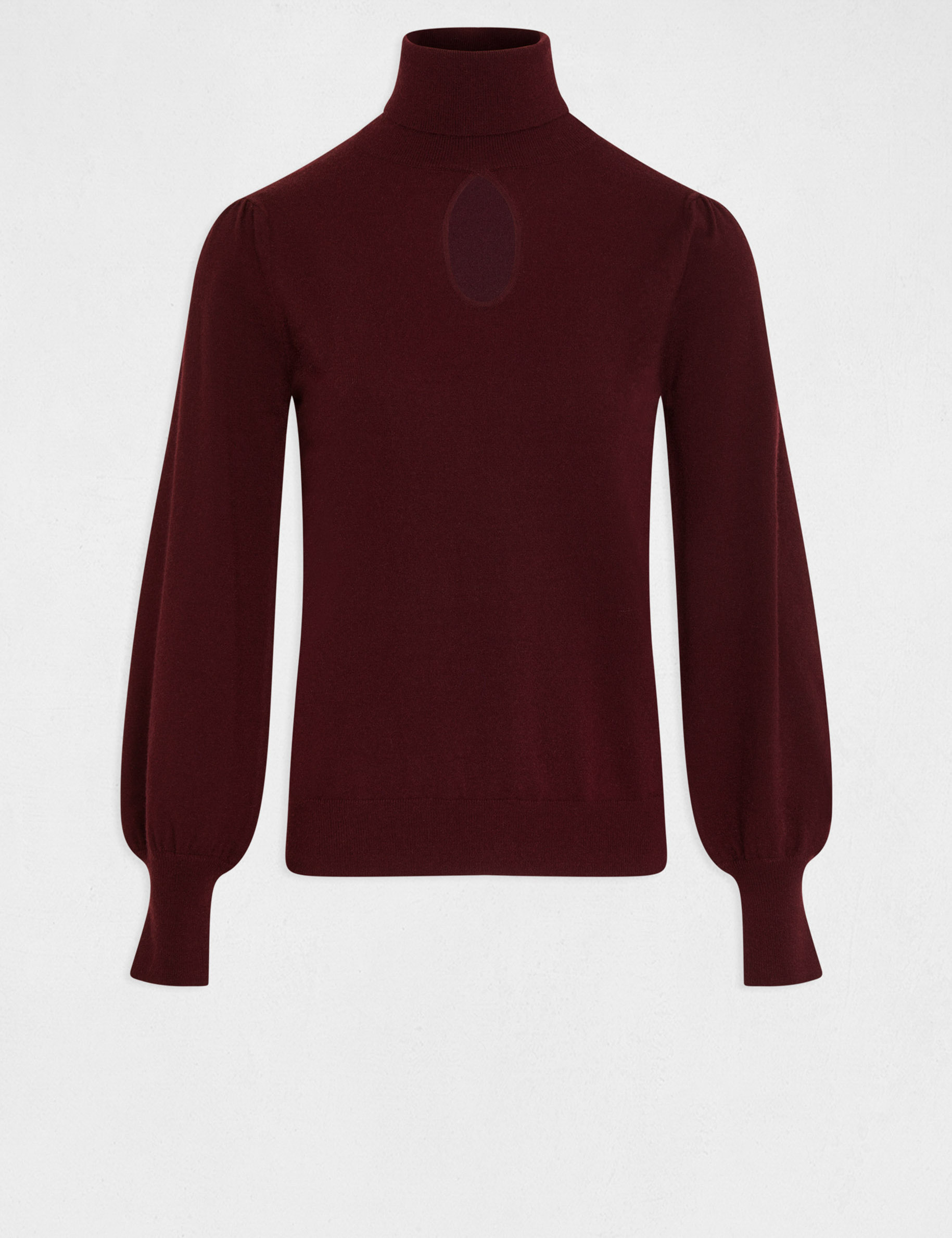 pull col roule avec ouverture prune femme Pull col roulé avec ouverture prune femme