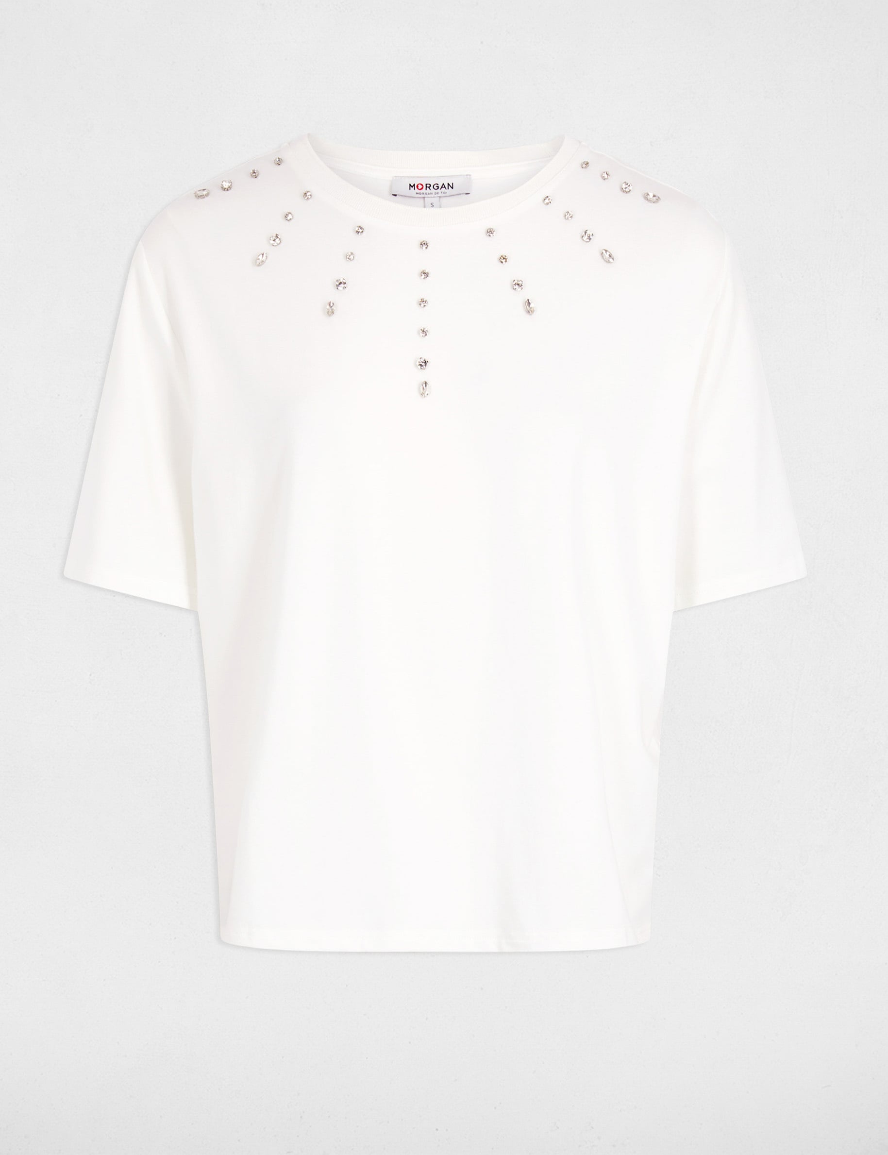 T-shirt droit manches courtes blanc femme