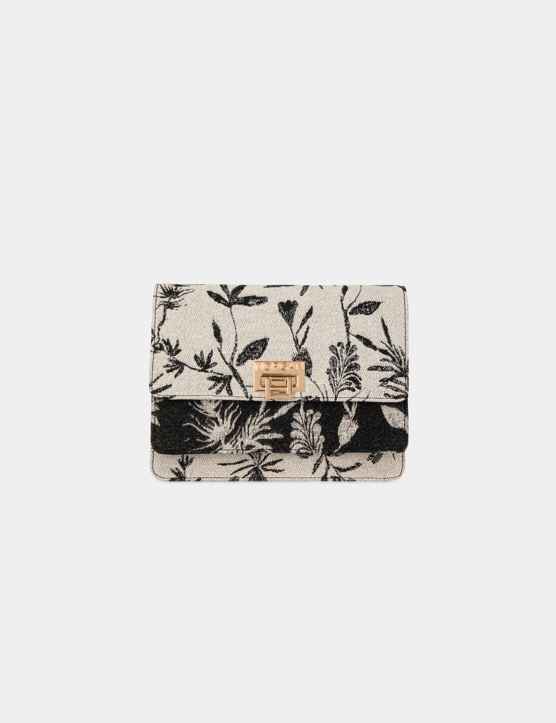 sac a rabat imprime vegetal noir femme Sac à rabat imprimé végétal noir femme