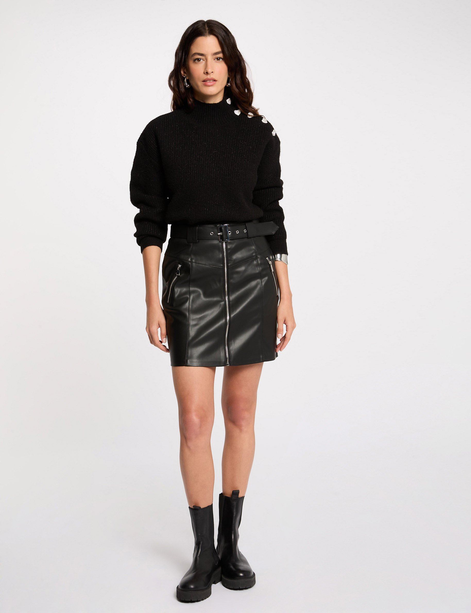 jupe courte simili cuir noir femme Jupe courte simili cuir noir femme