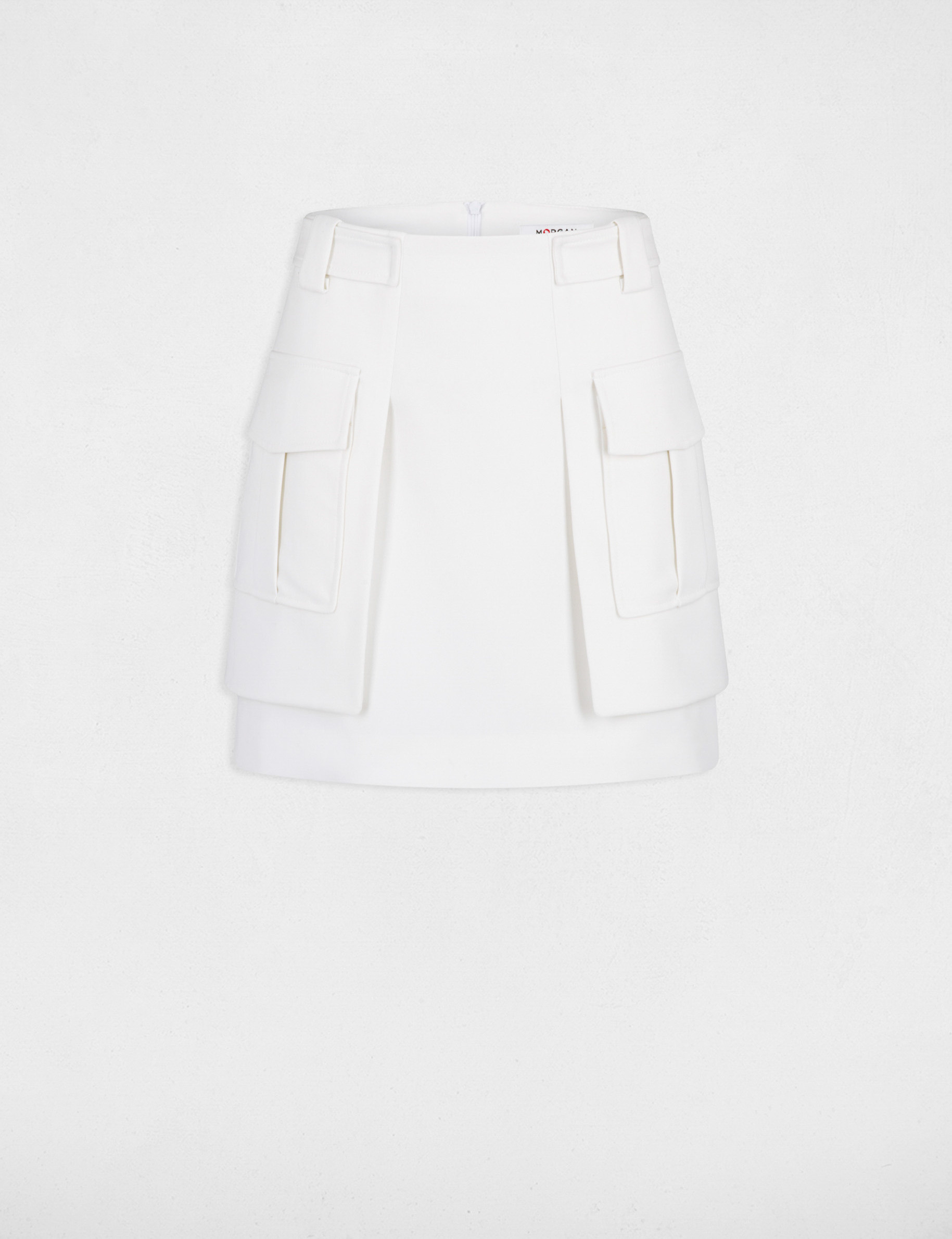 Jupe droite avec poches latérales ecru femme Jupe droite avec poches latérales ecru femme