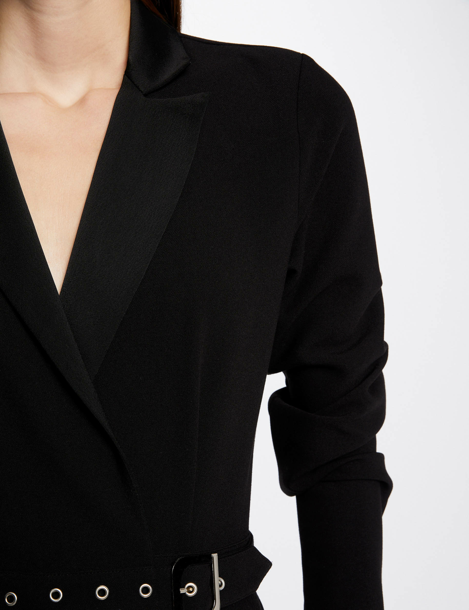Combinaison droite ceinturée noir femme
