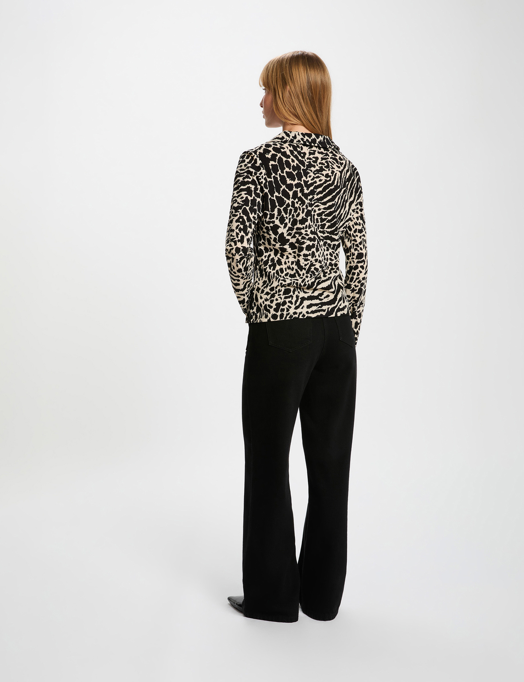 Chemise ajust&eacute;e col &agrave; revers multicolore femme