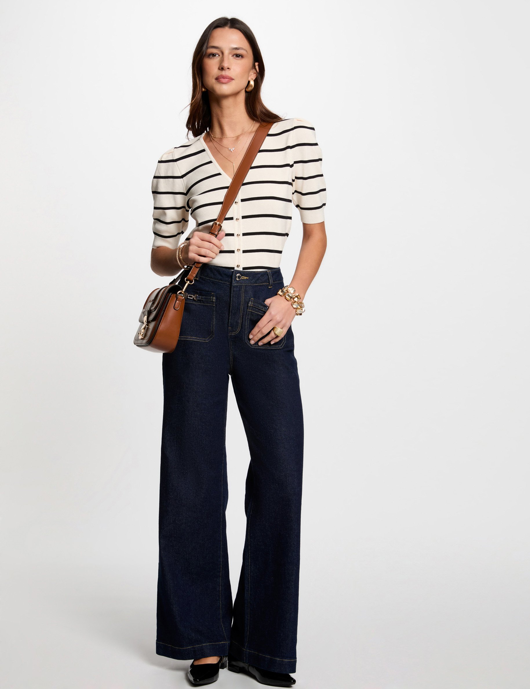 pull manches courtes raye ivoire femme Pull manches courtes rayé ivoire femme