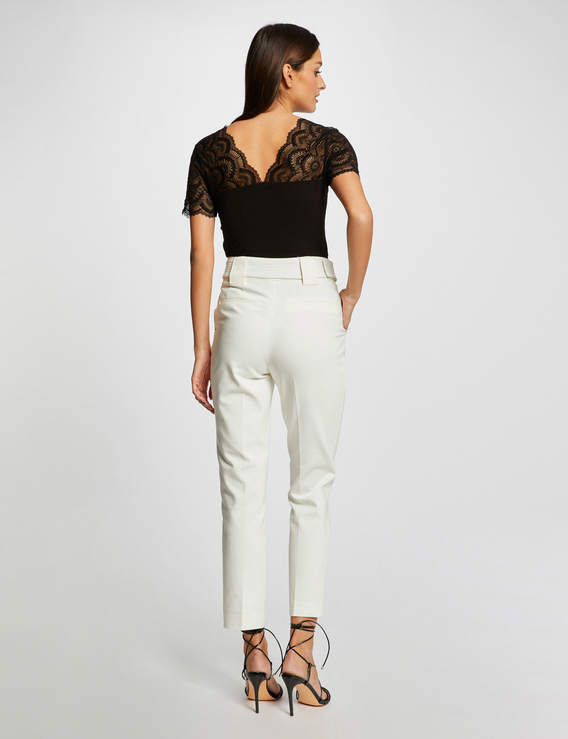 T-shirt manches courtes à dentelle noir femme T-shirt manches courtes à dentelle noir femme
