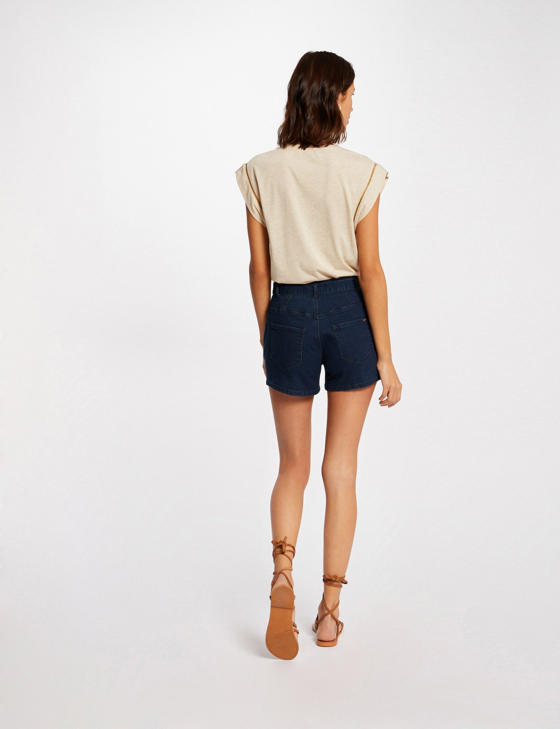 Short paperbag en jean jean brut femme