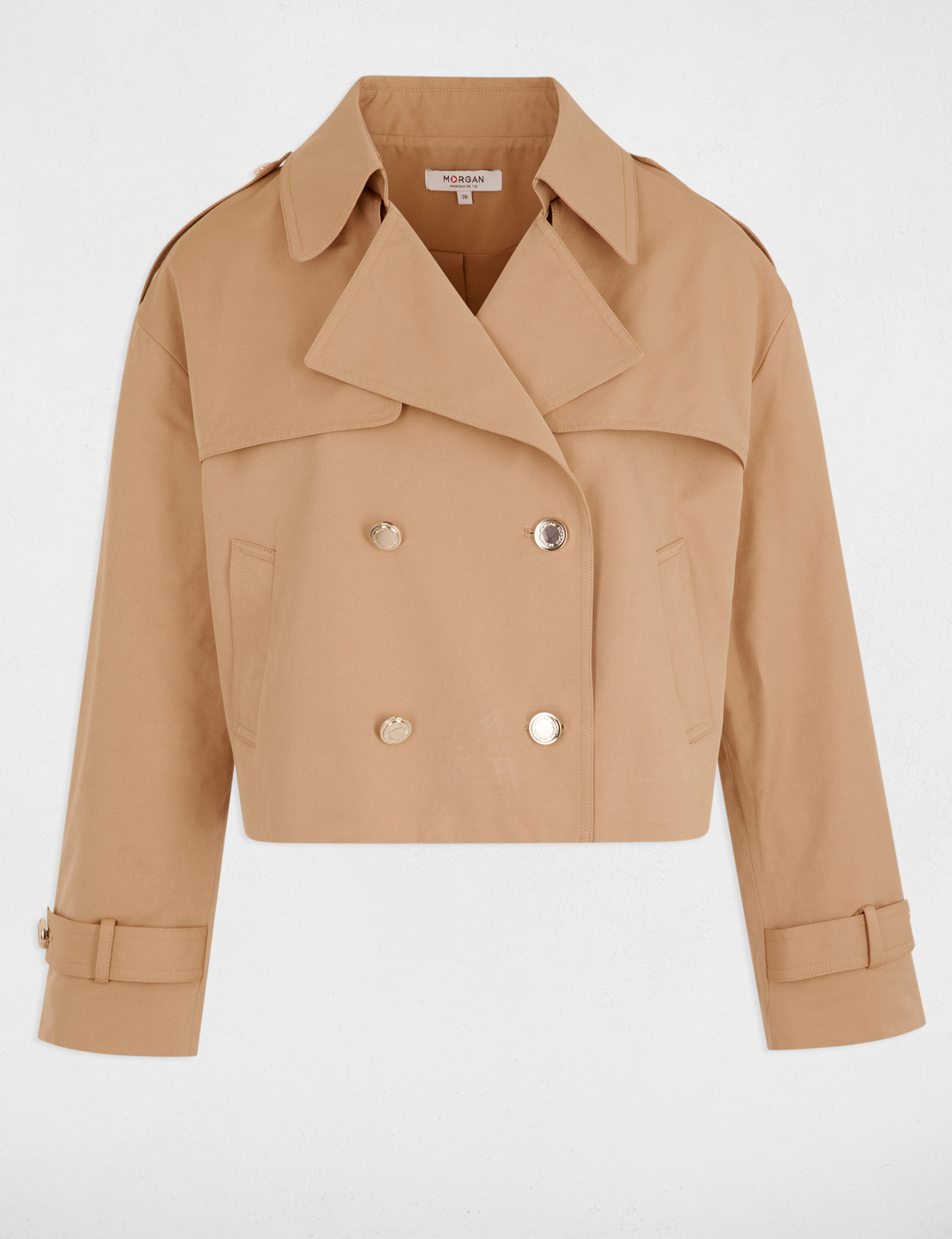trench court boutonne camel femme Trench court boutonné camel femme