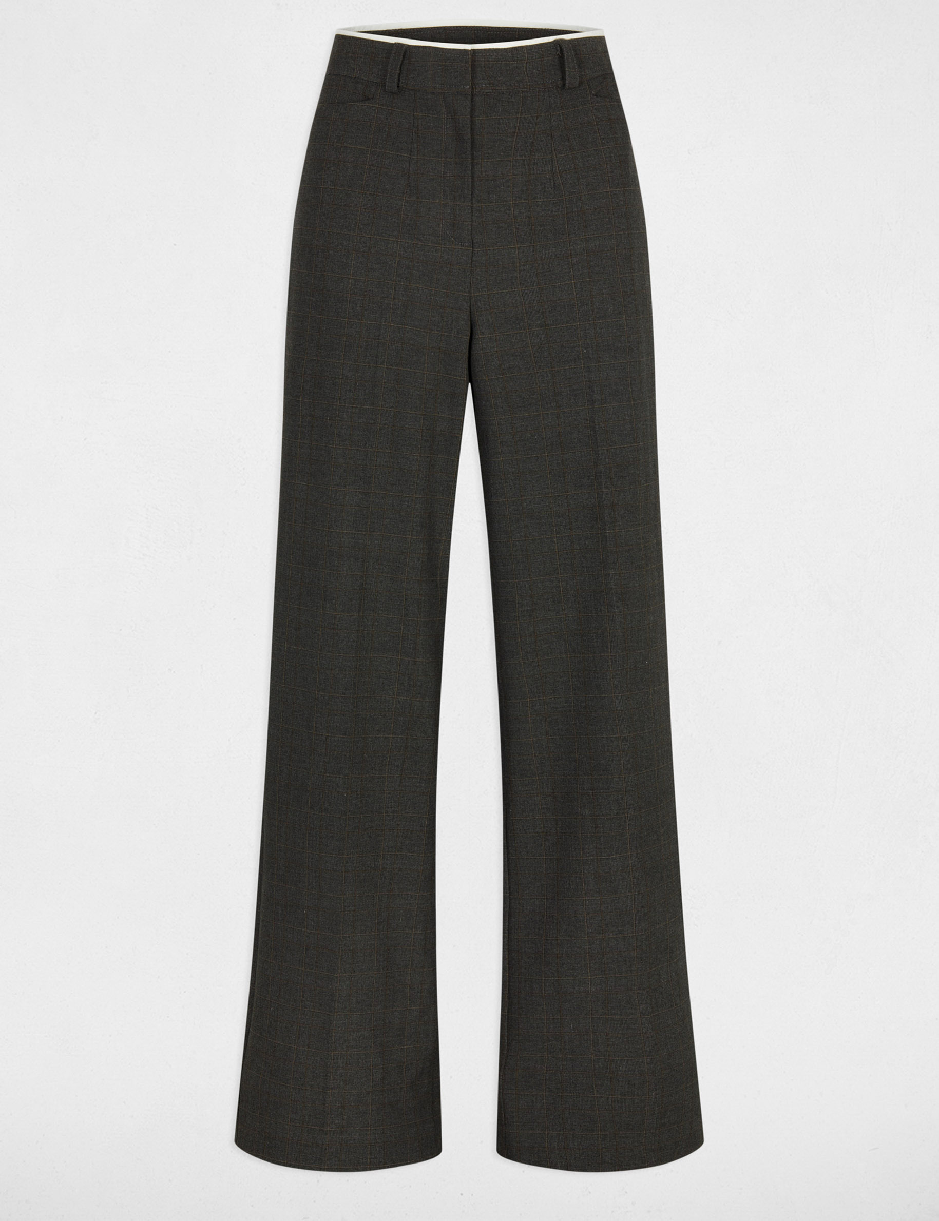 Pantalon large taille haute gris moyen femme