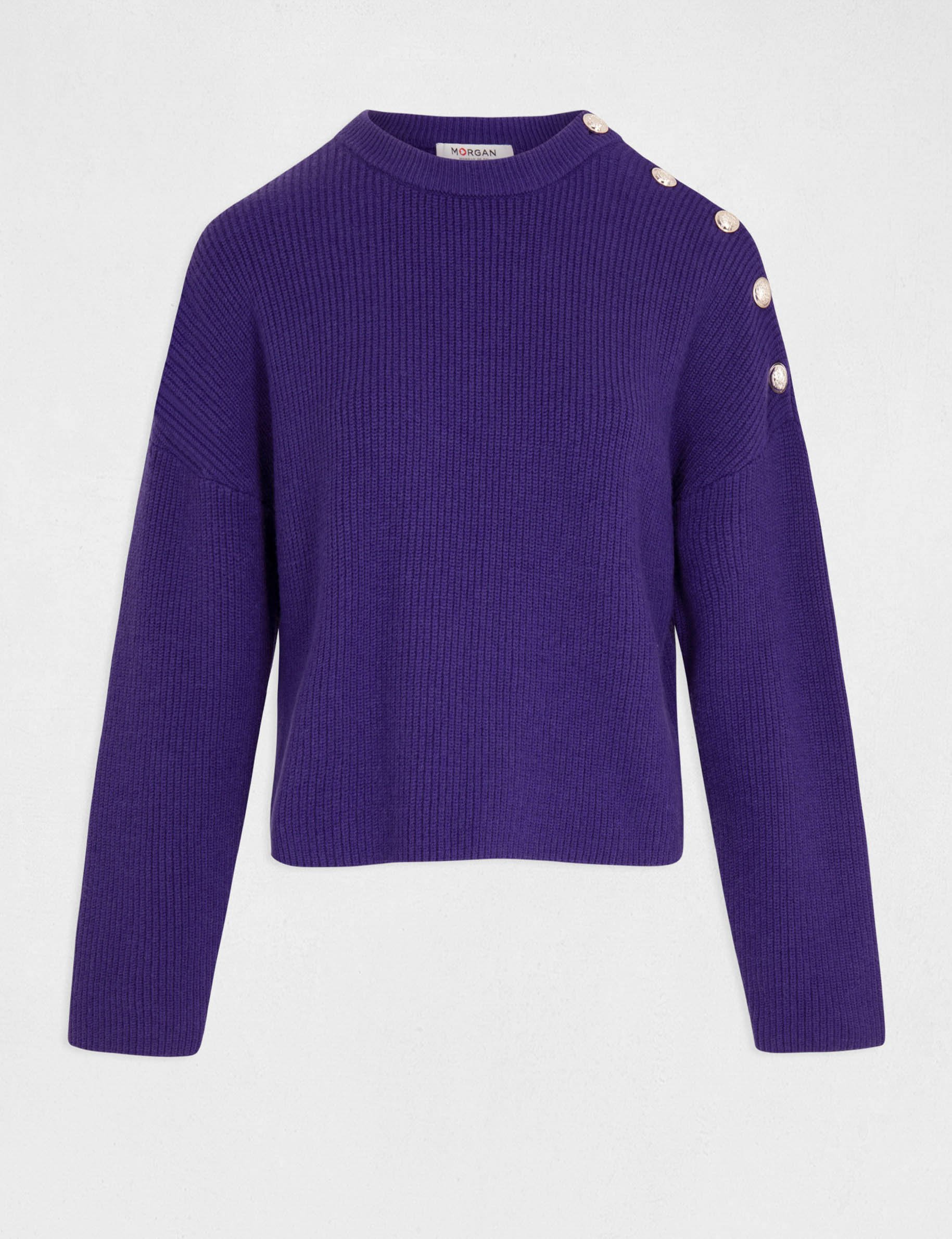 pull manches longues avec boutons violet femme Pull manches longues avec boutons violet femme