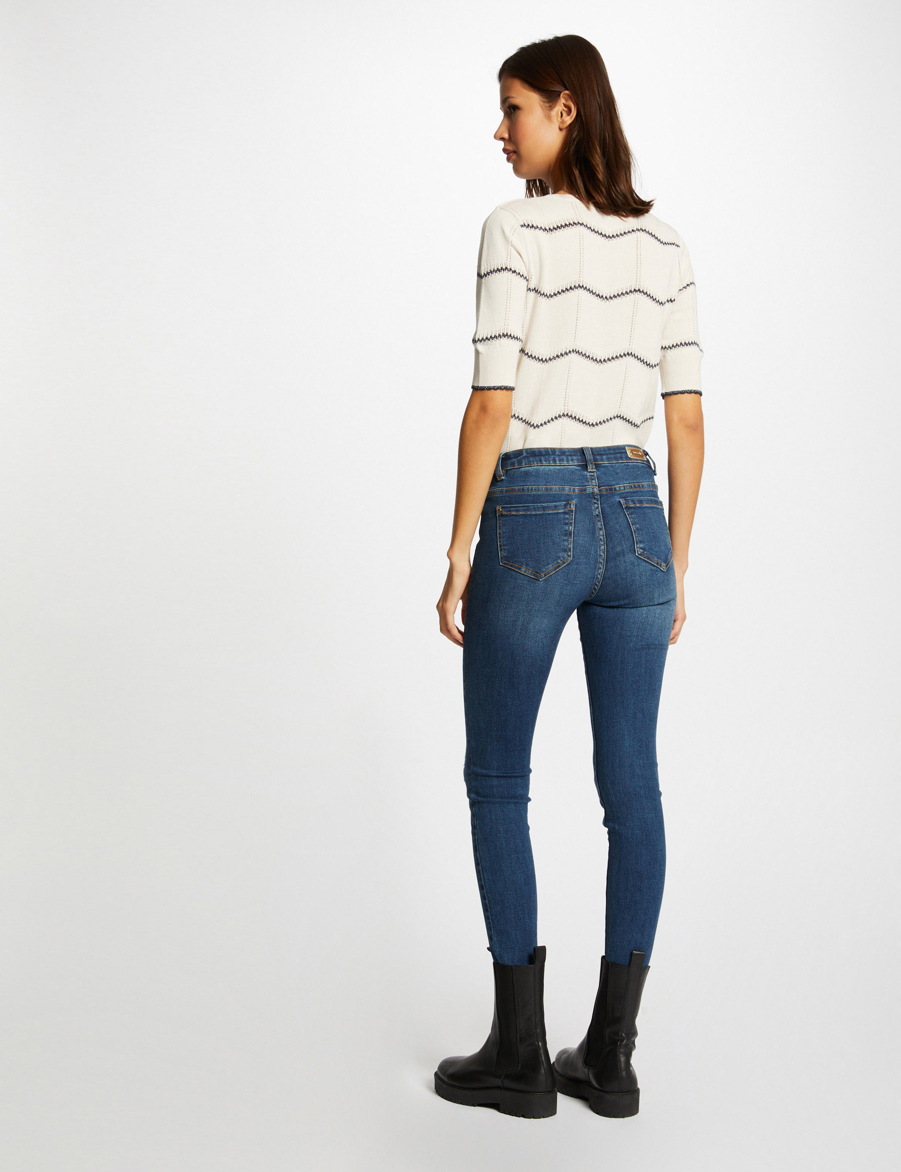 pull manches courtes a rayures ivoire femme Pull manches courtes à rayures ivoire femme