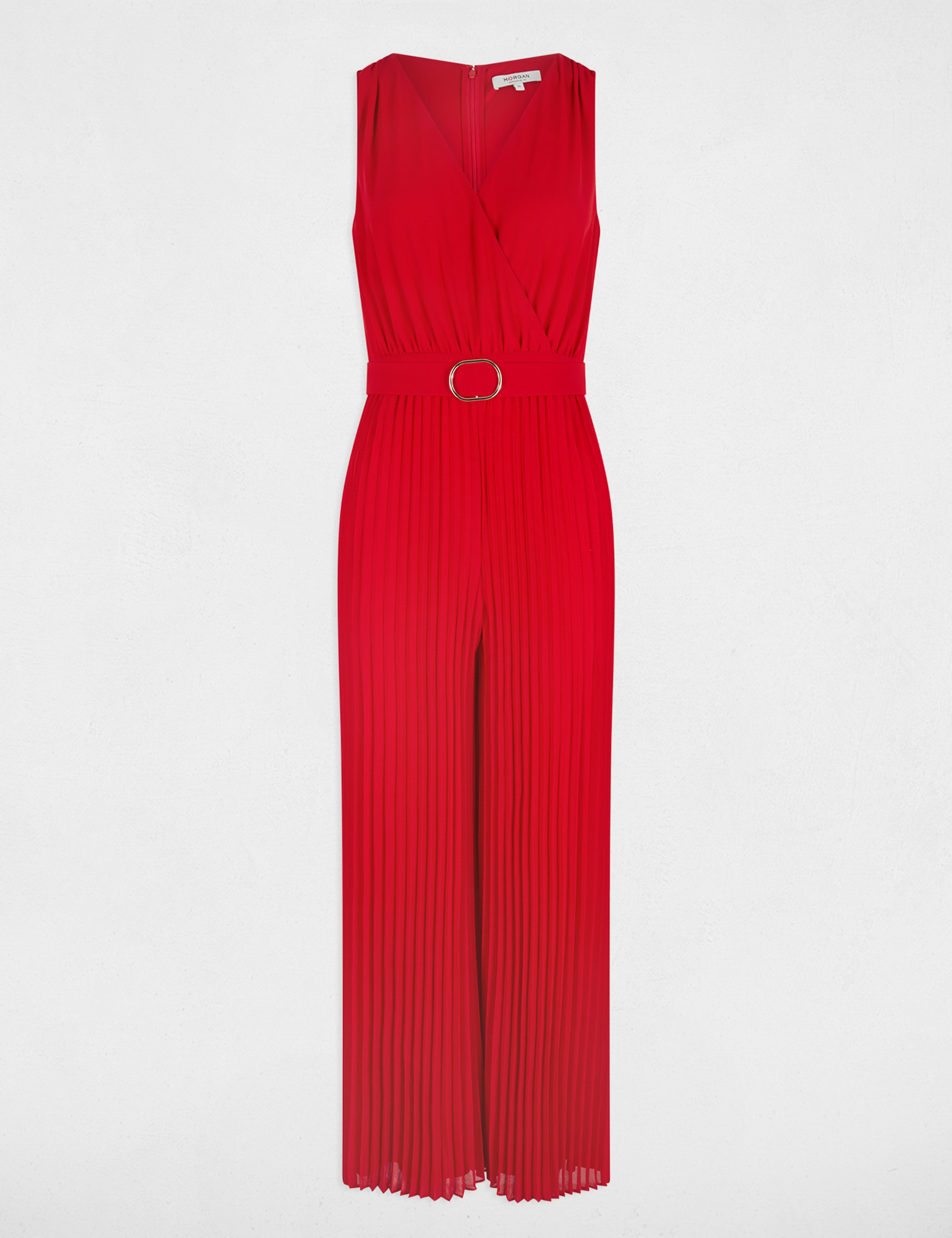 combinaison ample a jambes plissees rouge femme Combinaison ample à jambes plissées rouge femme