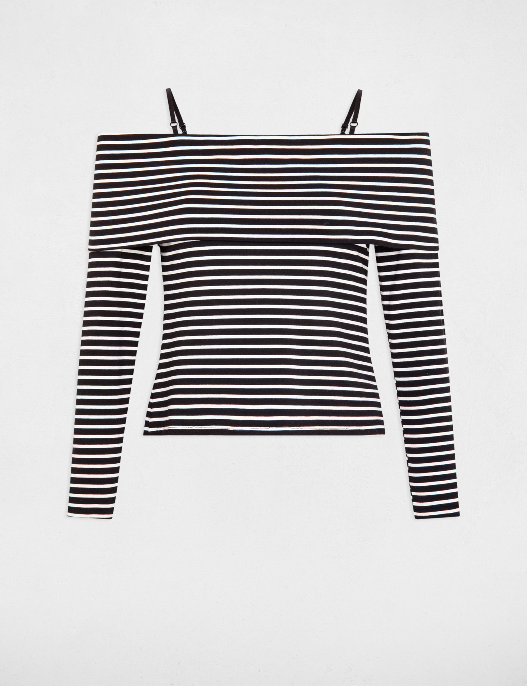 t shirt manches longues raye ivoire femme T-shirt manches longues rayé ivoire femme