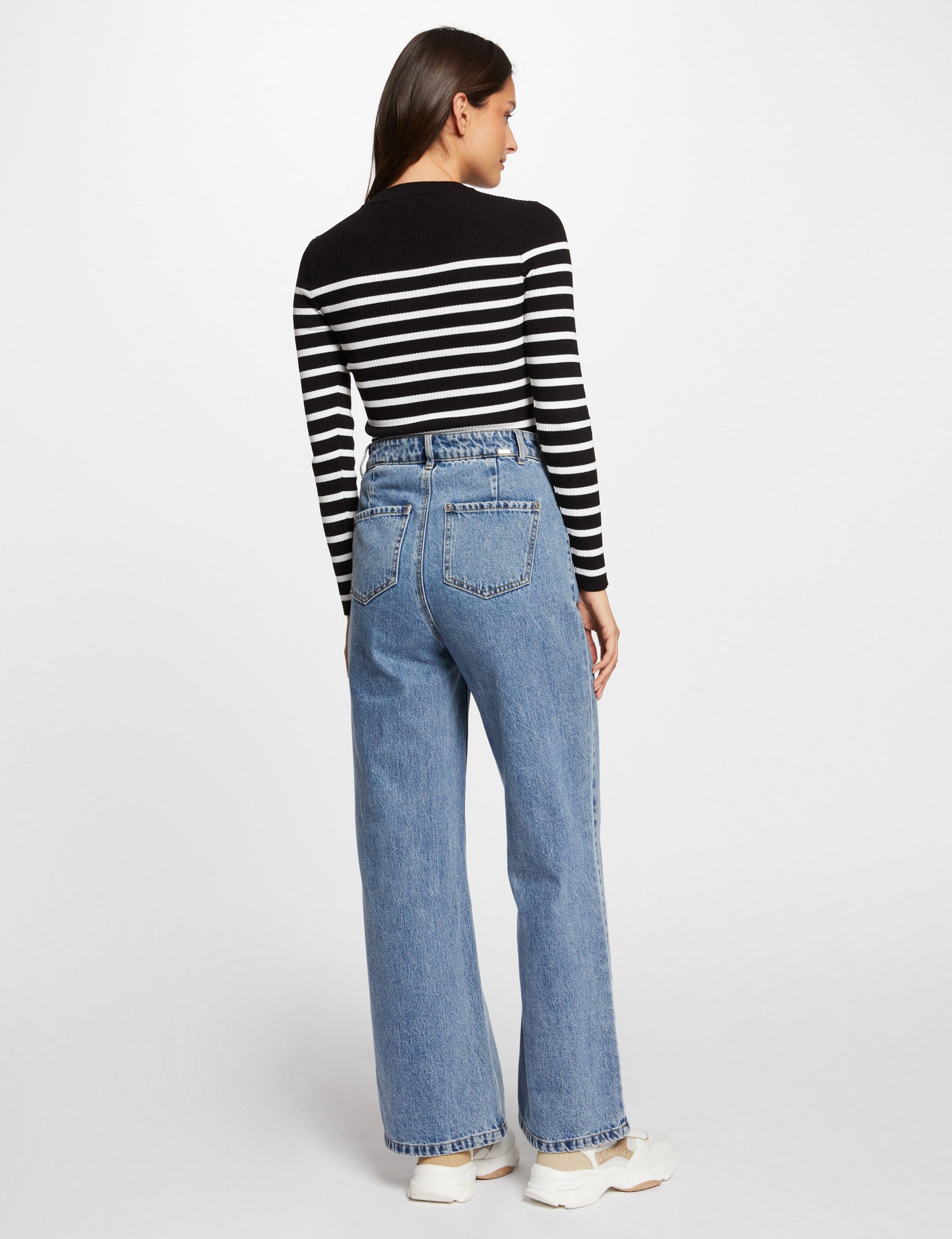 pull manches longues a rayures noir femme Pull manches longues à rayures noir femme