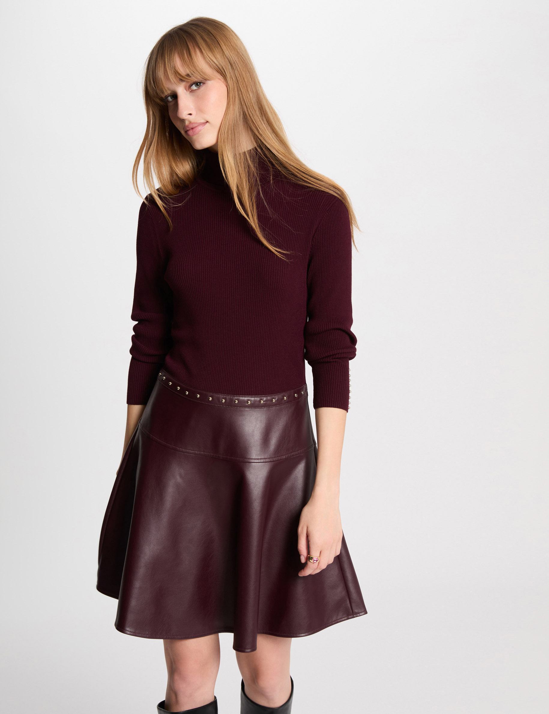 robe courte patineuse 2 en 1 prune femme Robe courte patineuse 2-en-1 prune femme