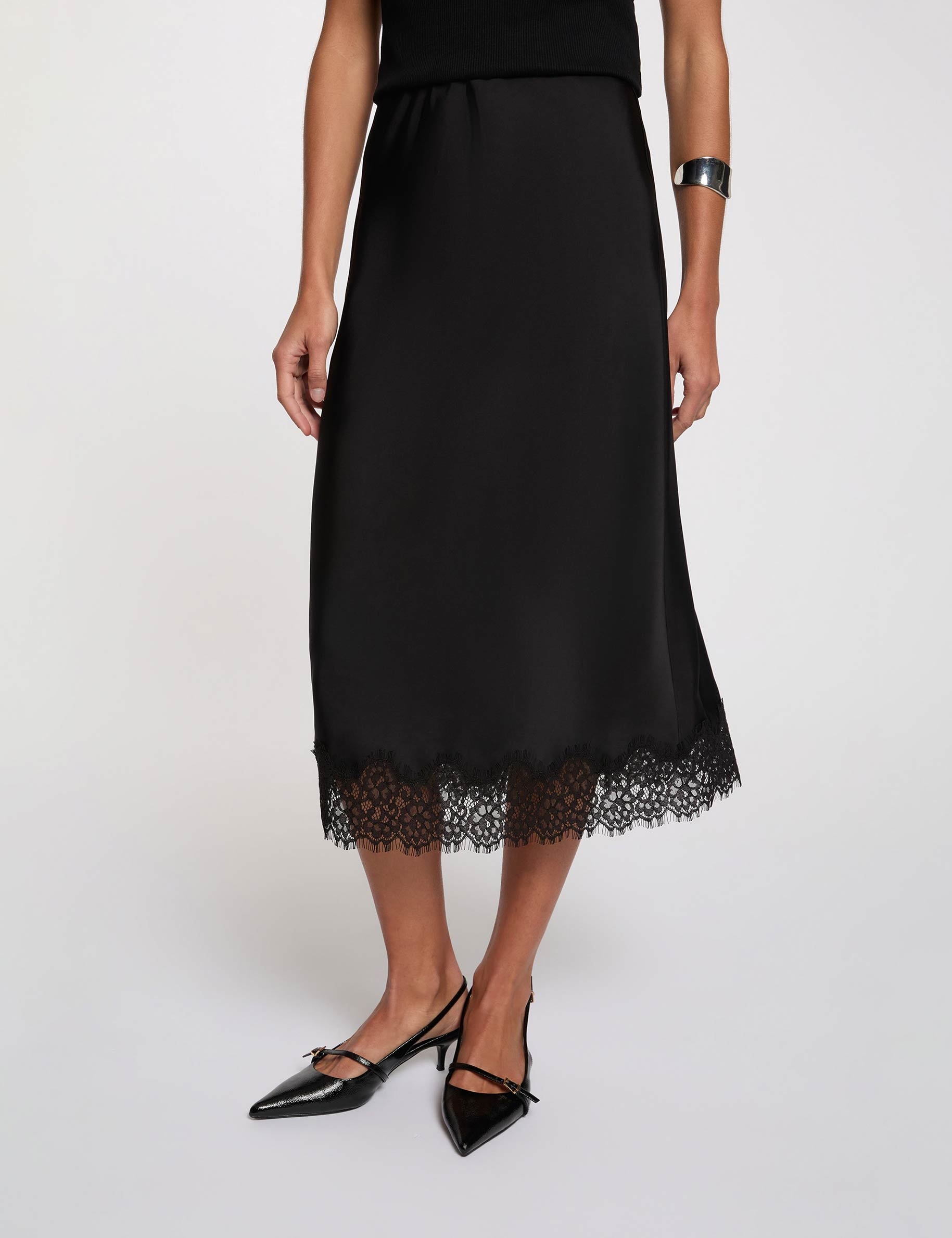Jupe longue dentelle noir femme