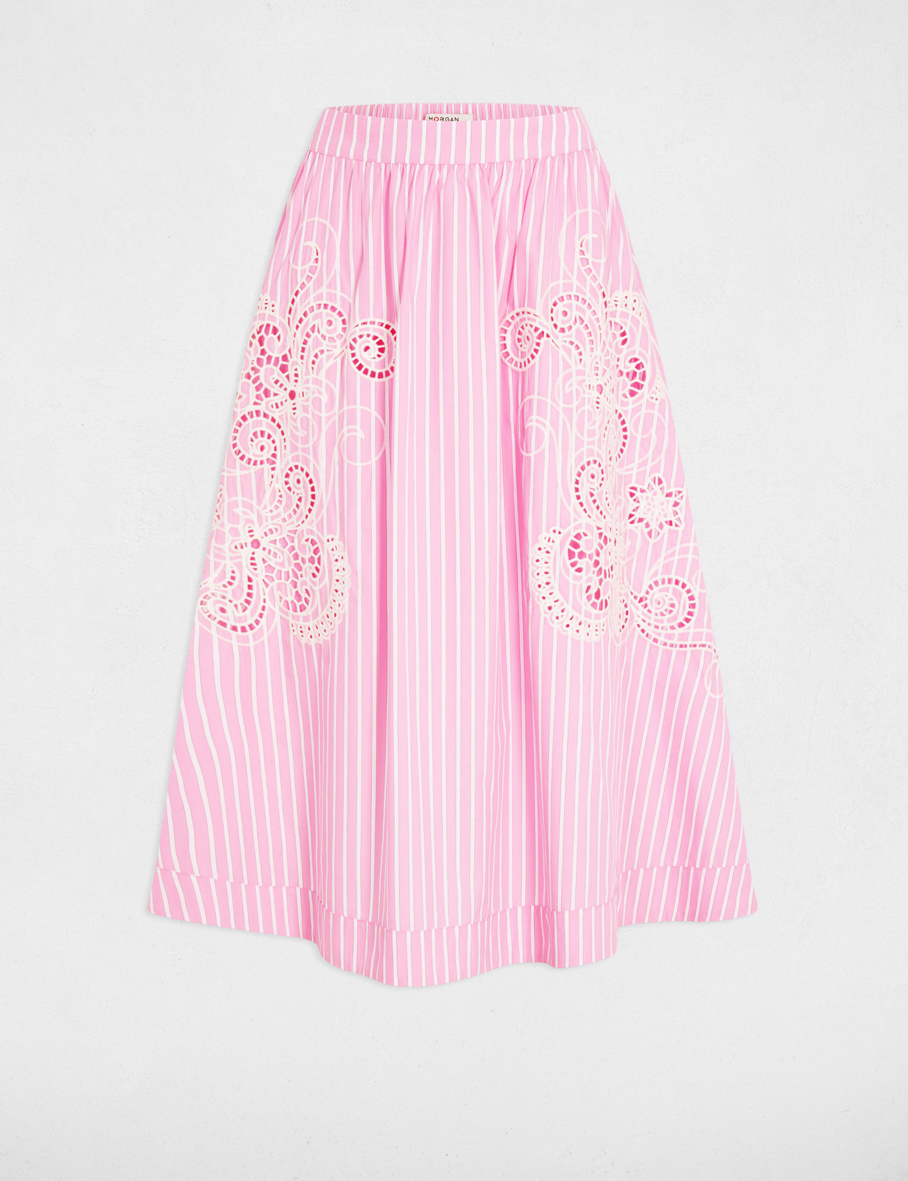 Jupe longue &eacute;vas&eacute;e rose femme
