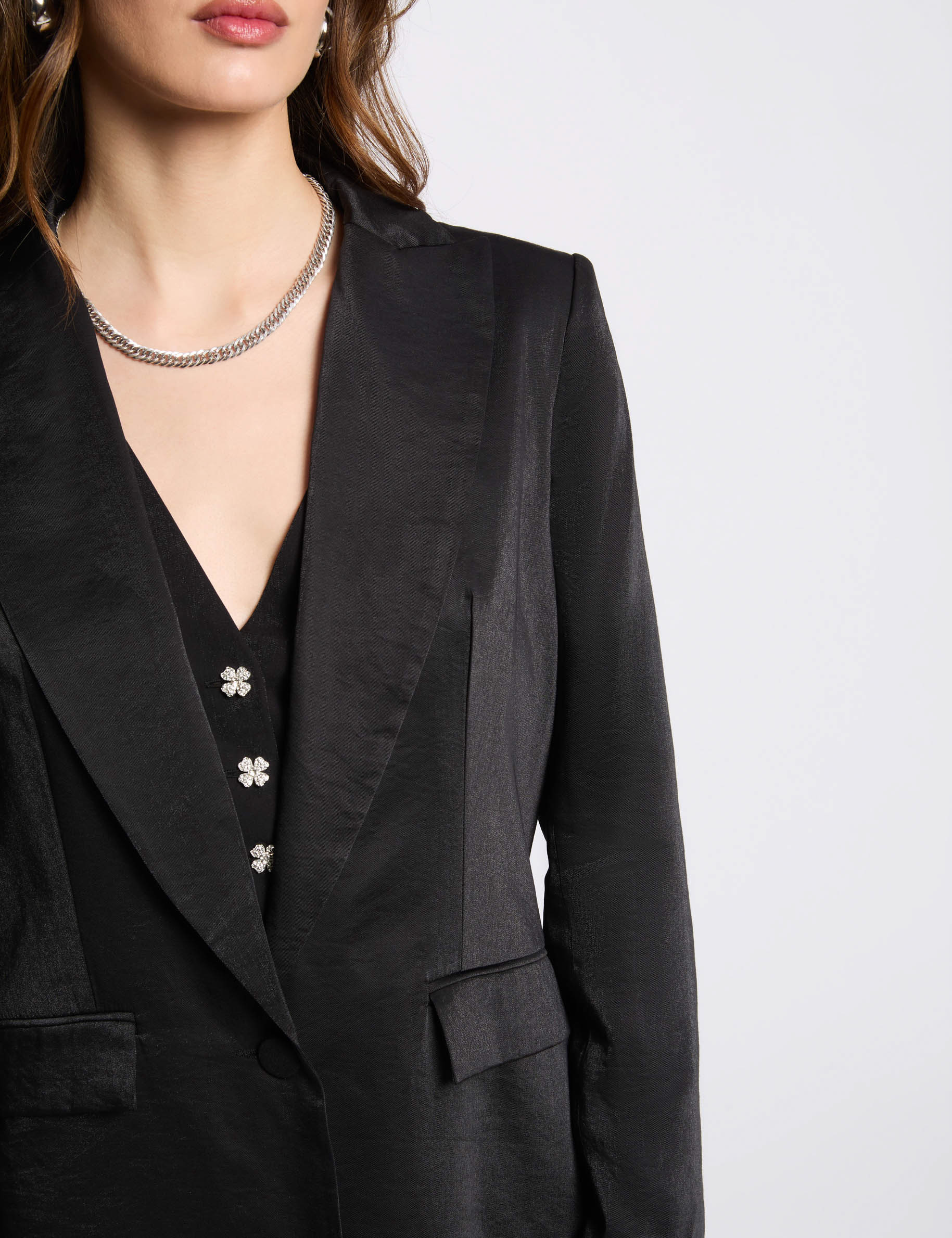 blazer suedine noir femme Blazer suédine noir femme
