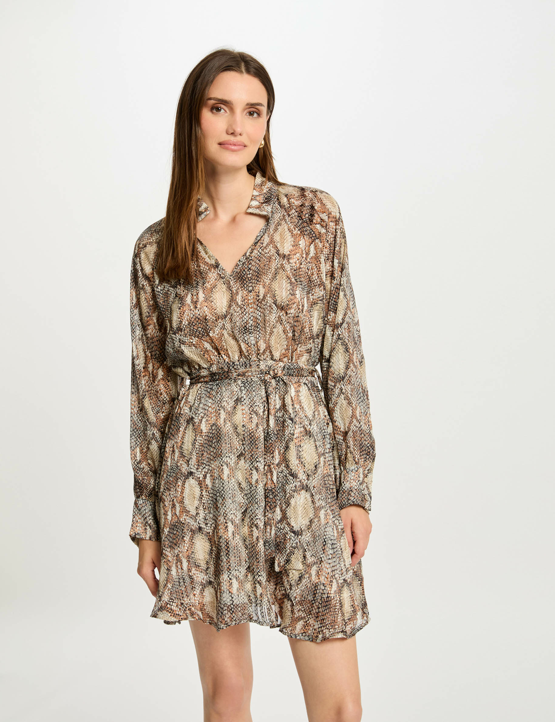 Robe courte &eacute;vas&eacute;e imprim&eacute;e multico femme
