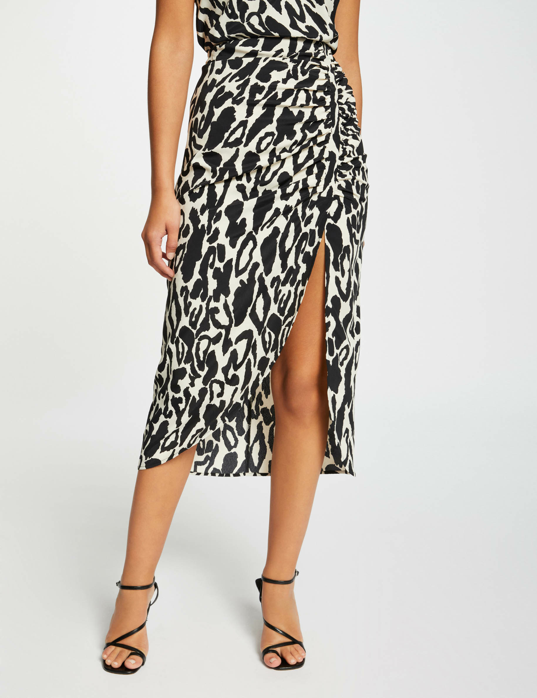 jupe midi droite imprime animalier multico femme Jupe midi droite imprimé animalier multico femme
