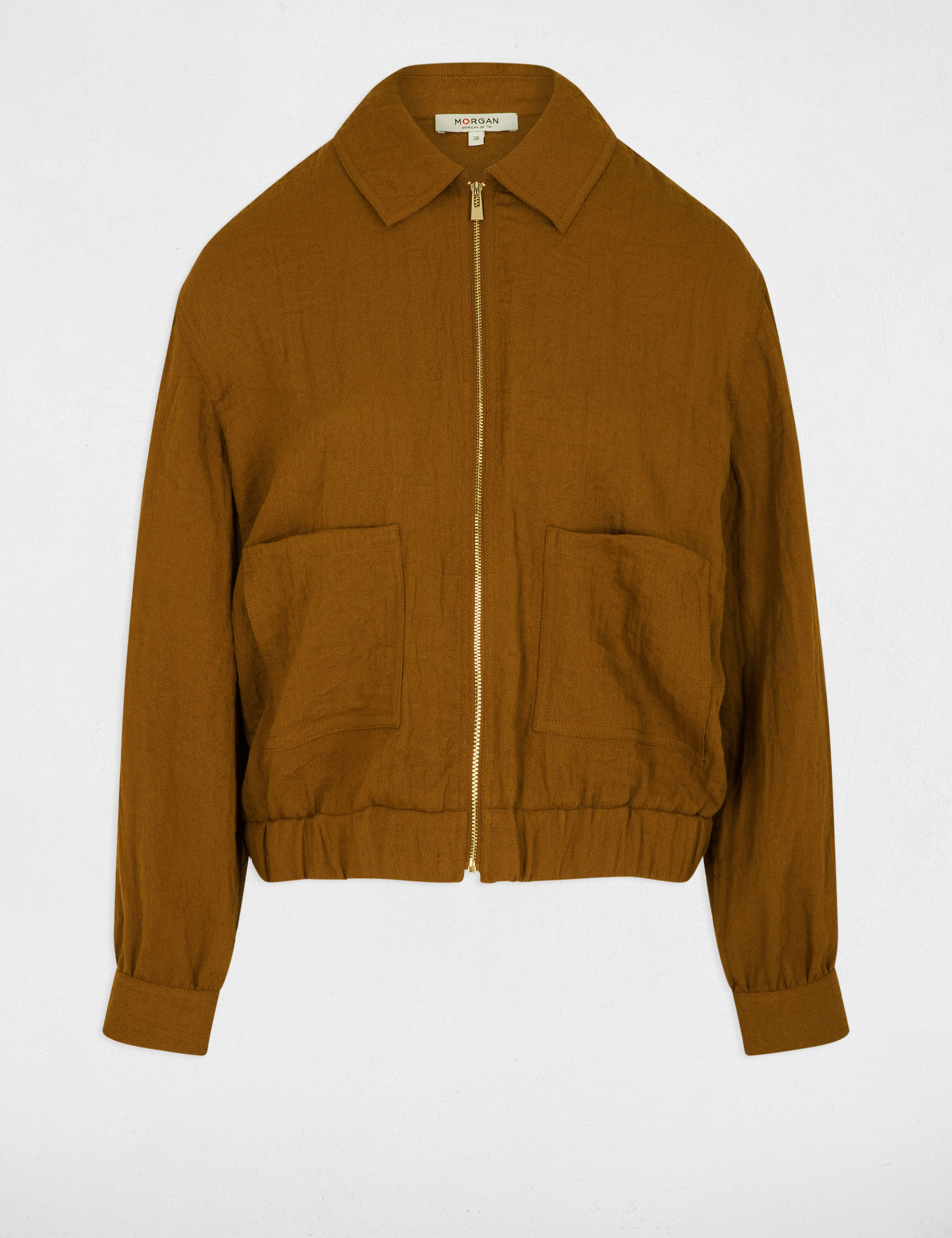 Veste oversize pliss&eacute;e camel femme