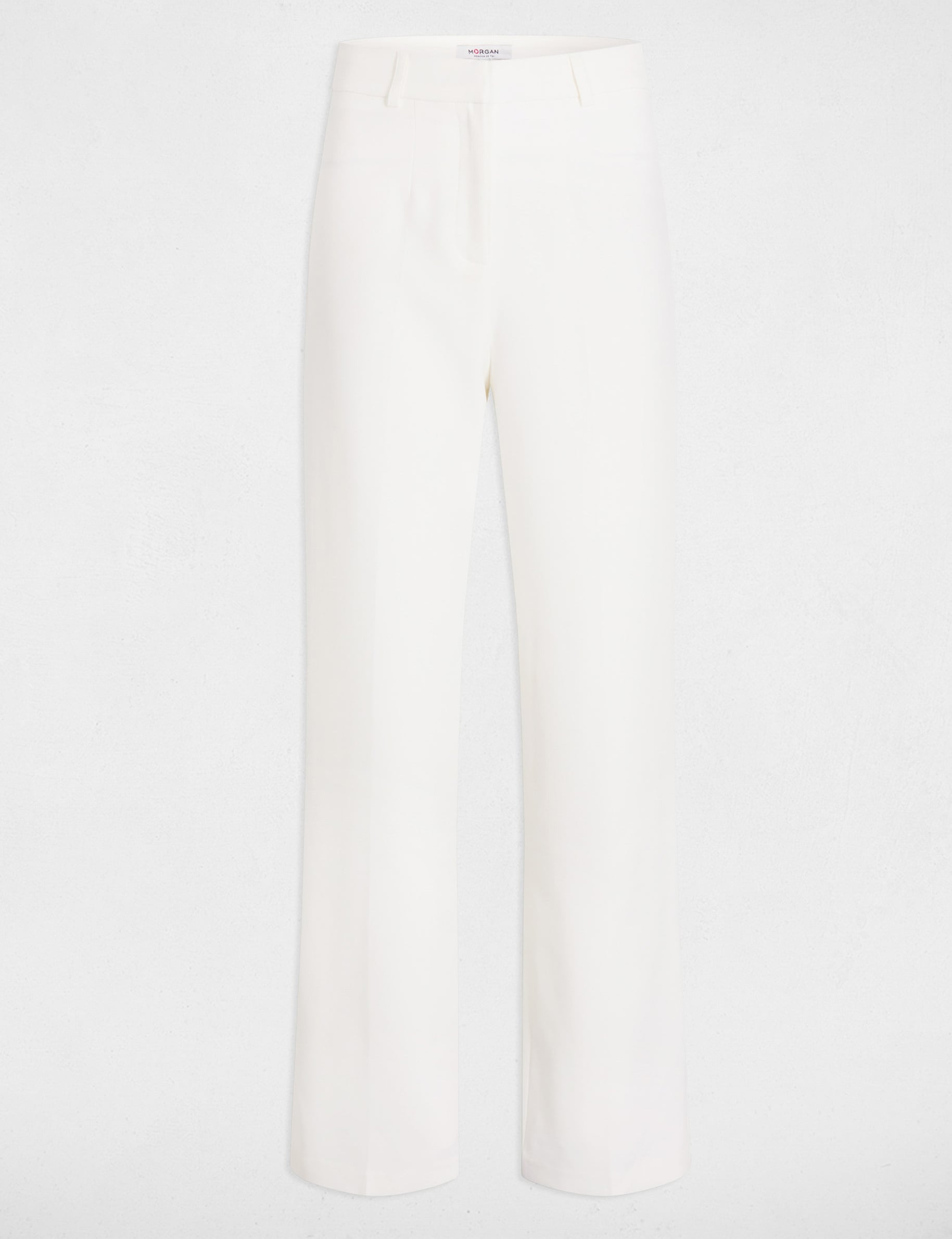 Pantalon droit &agrave; pinces blanc femme