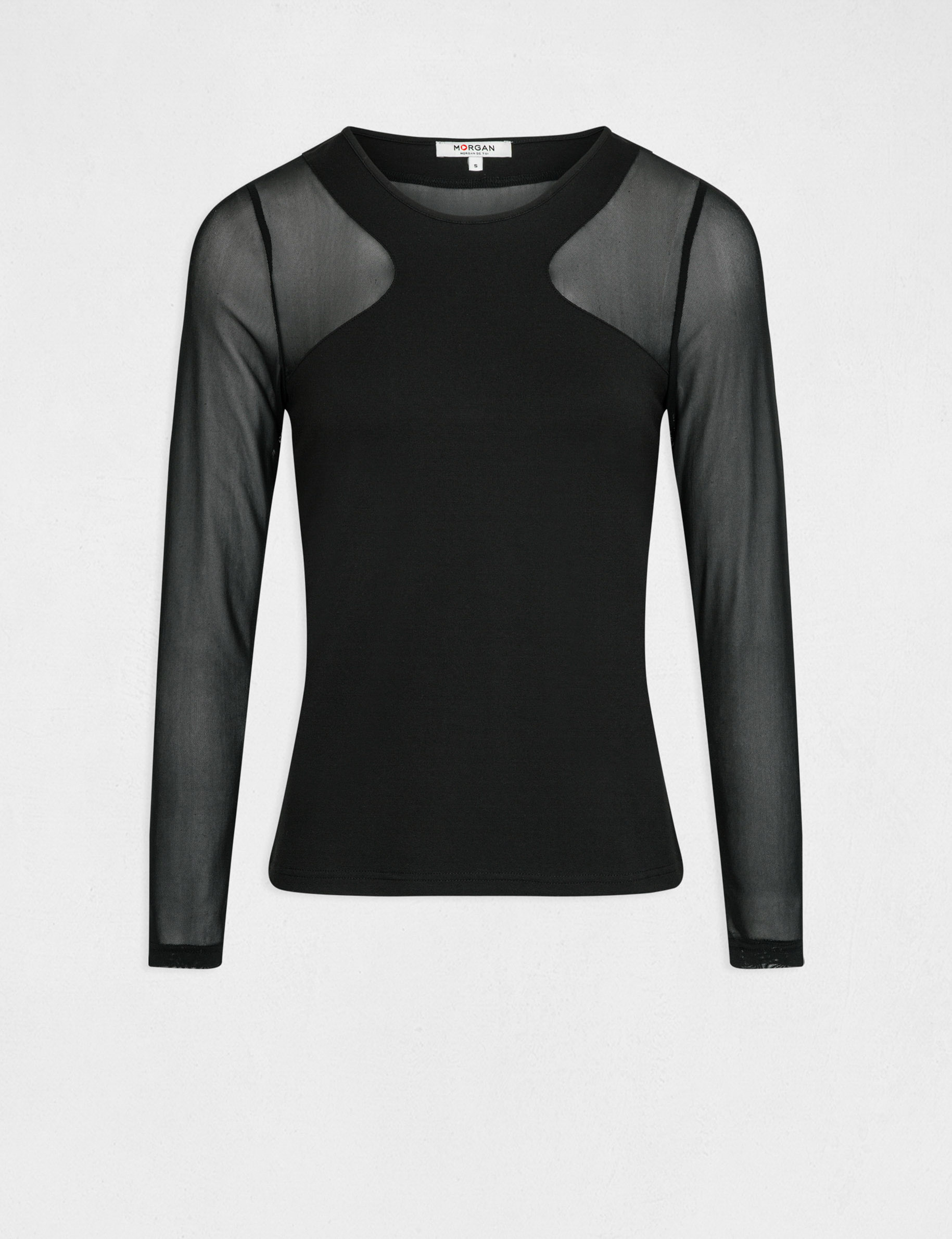 t shirt manches longues transparentes noir femme T-shirt manches longues transparentes noir femme