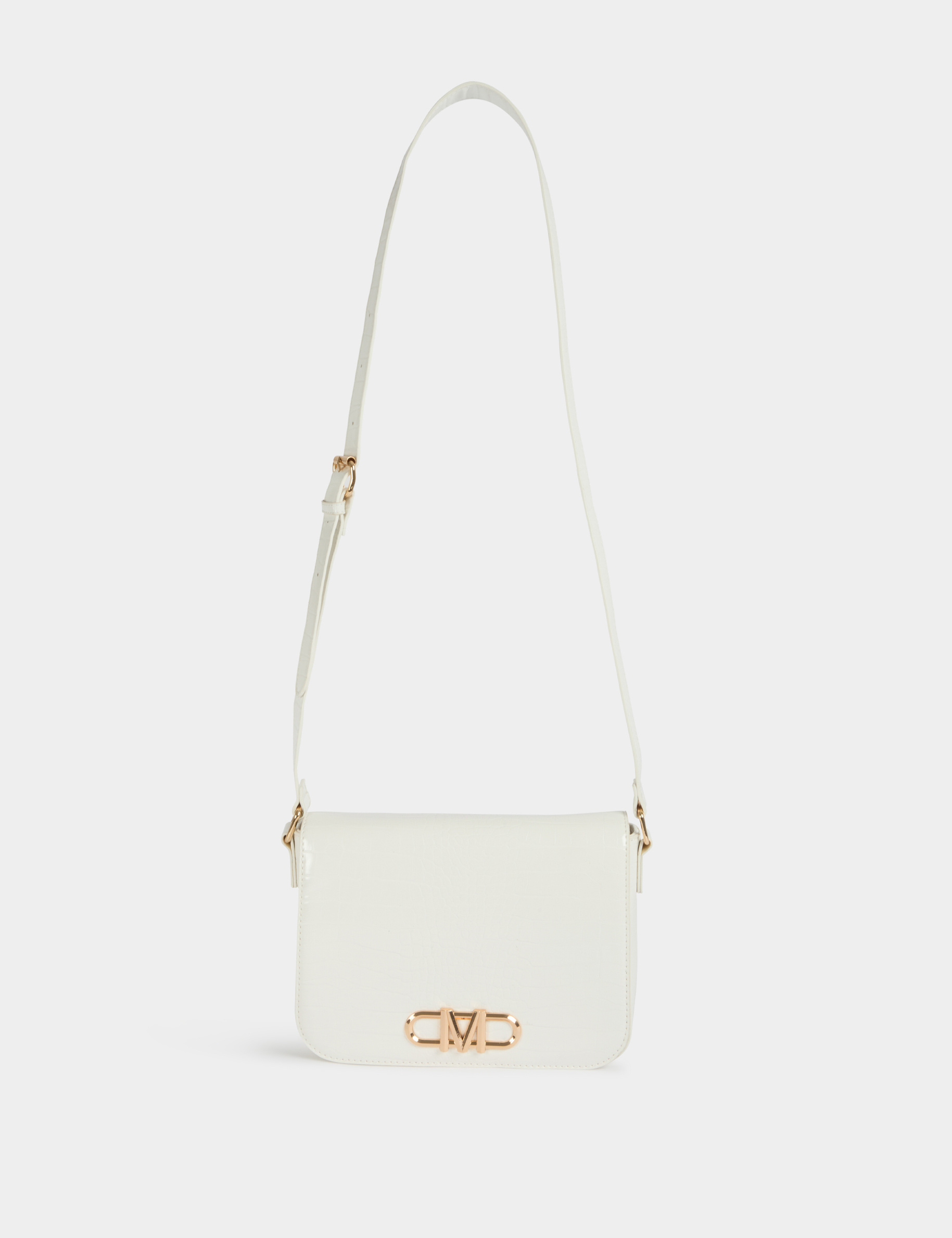 Sac bandouli&egrave;re croco ivoire femme