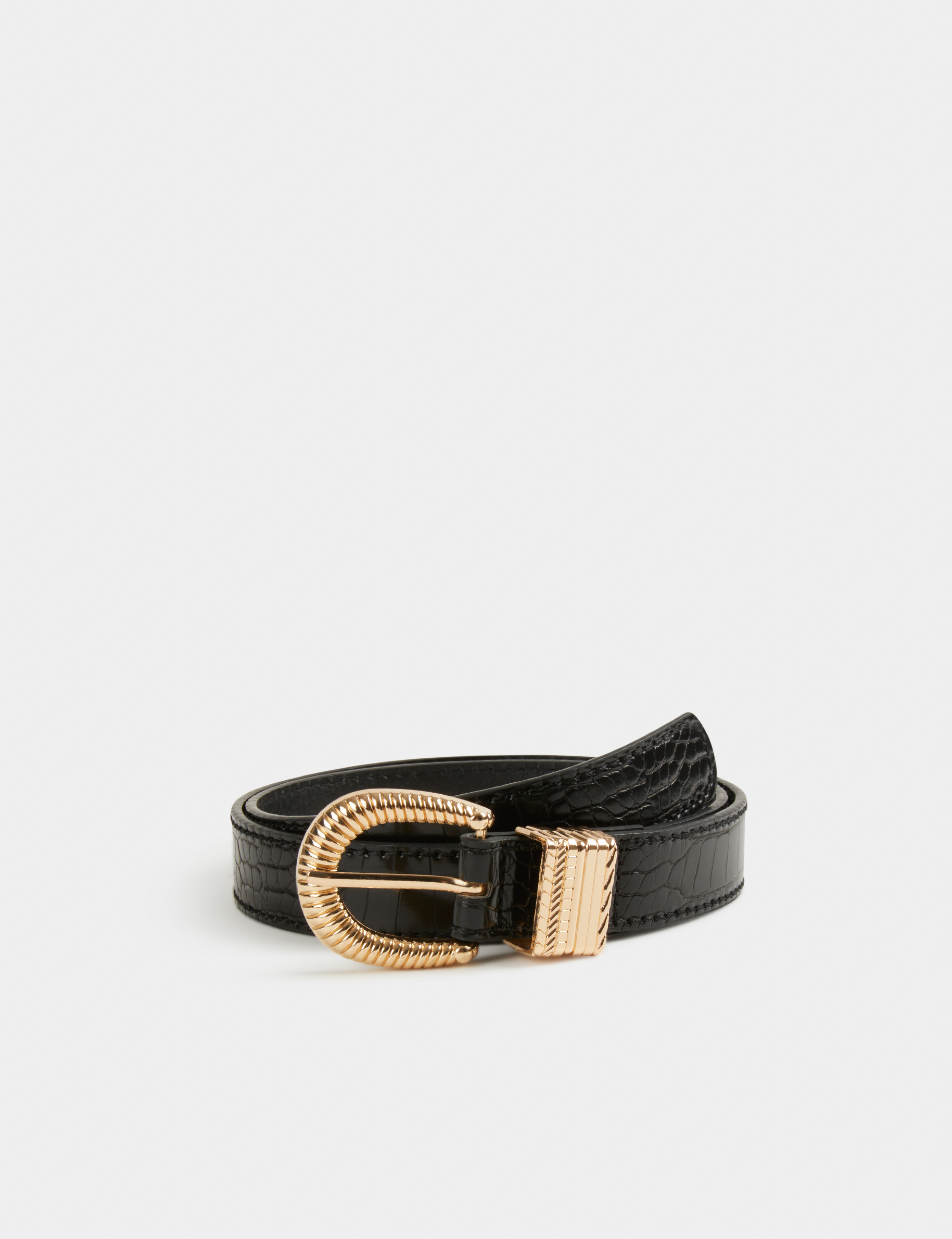 ceinture aspect croco noir femme Ceinture aspect croco noir femme