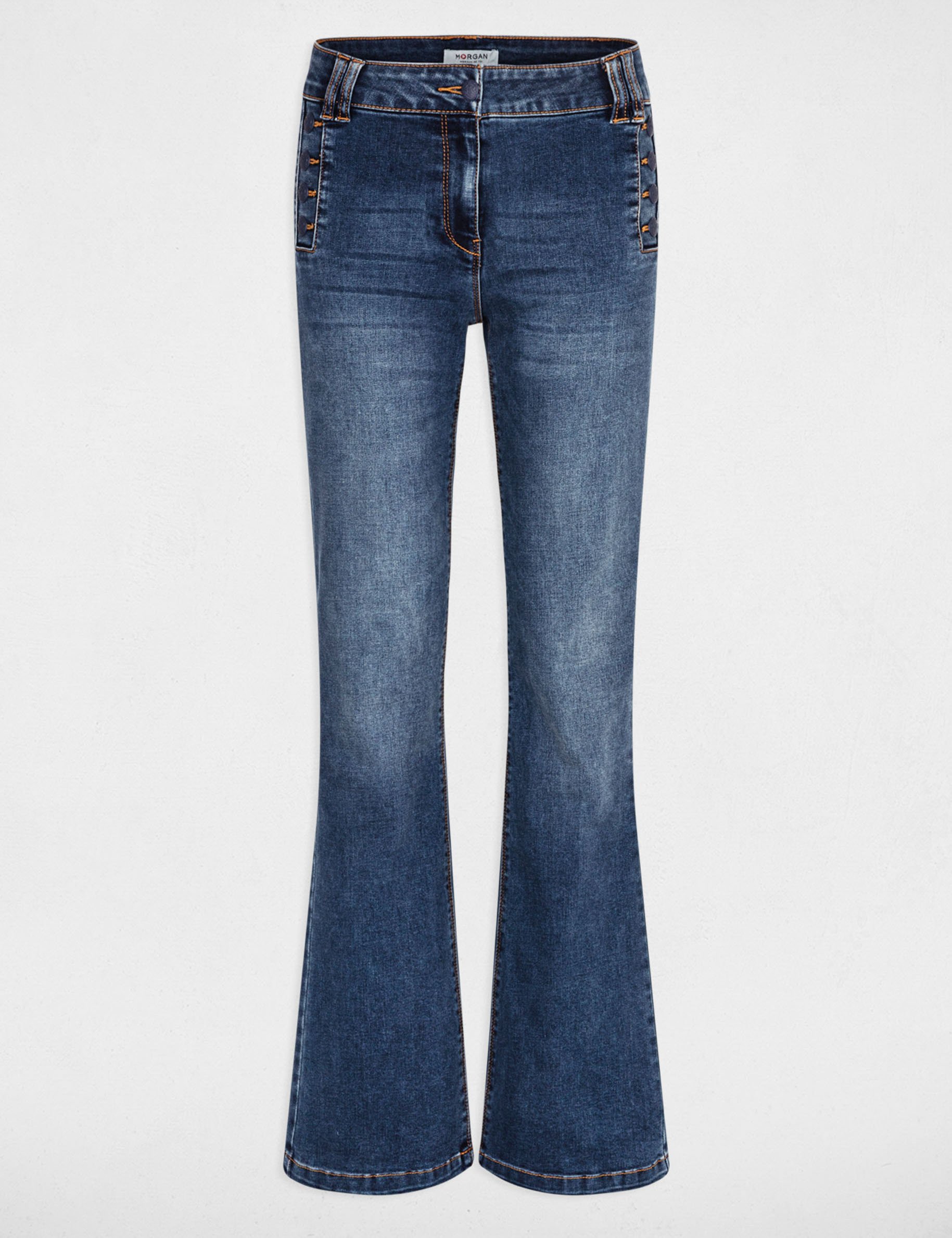 jeans flare a pont denim stone femme Jeans flare à pont denim stone femme