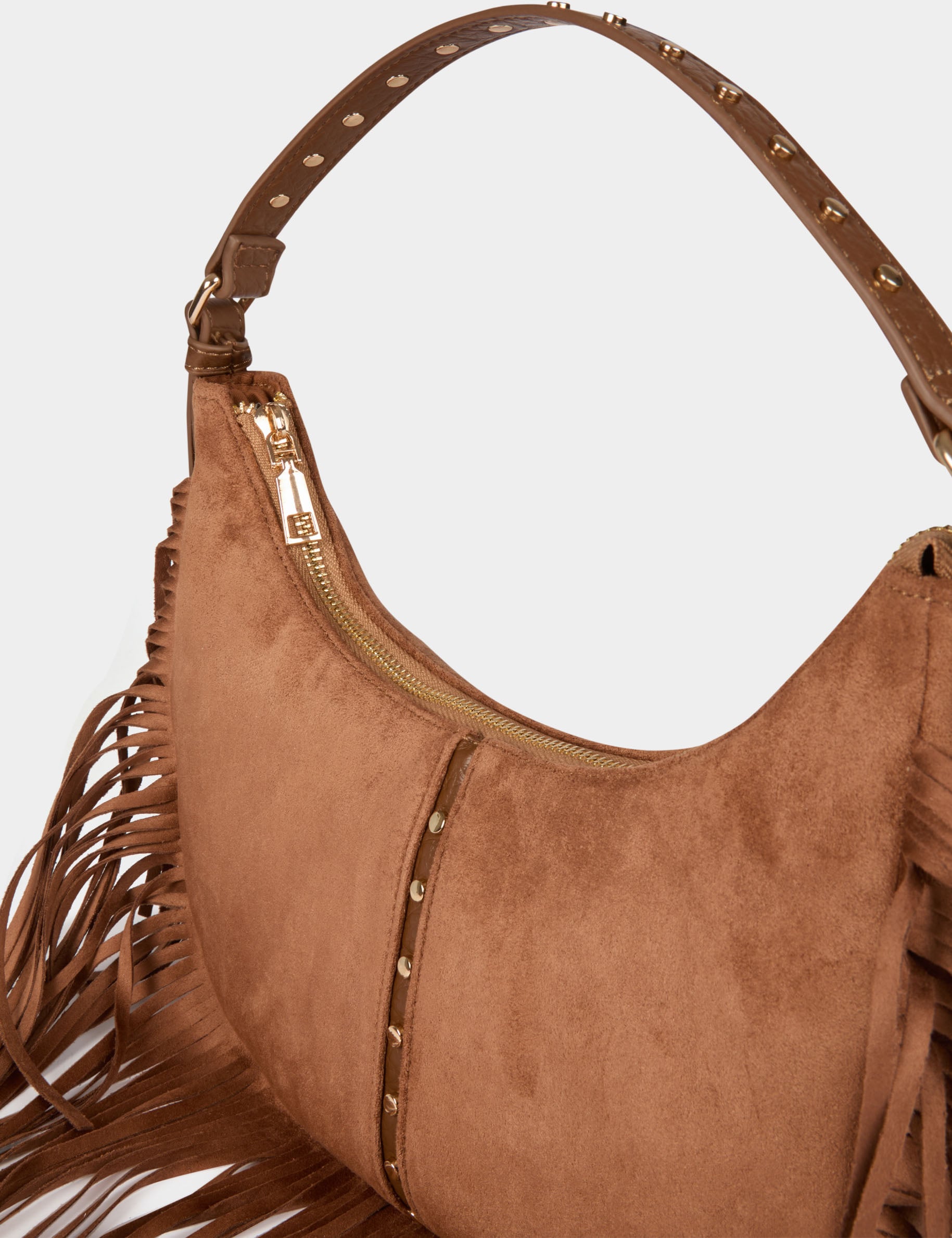 Sac franges su&eacute;dine beige femme
