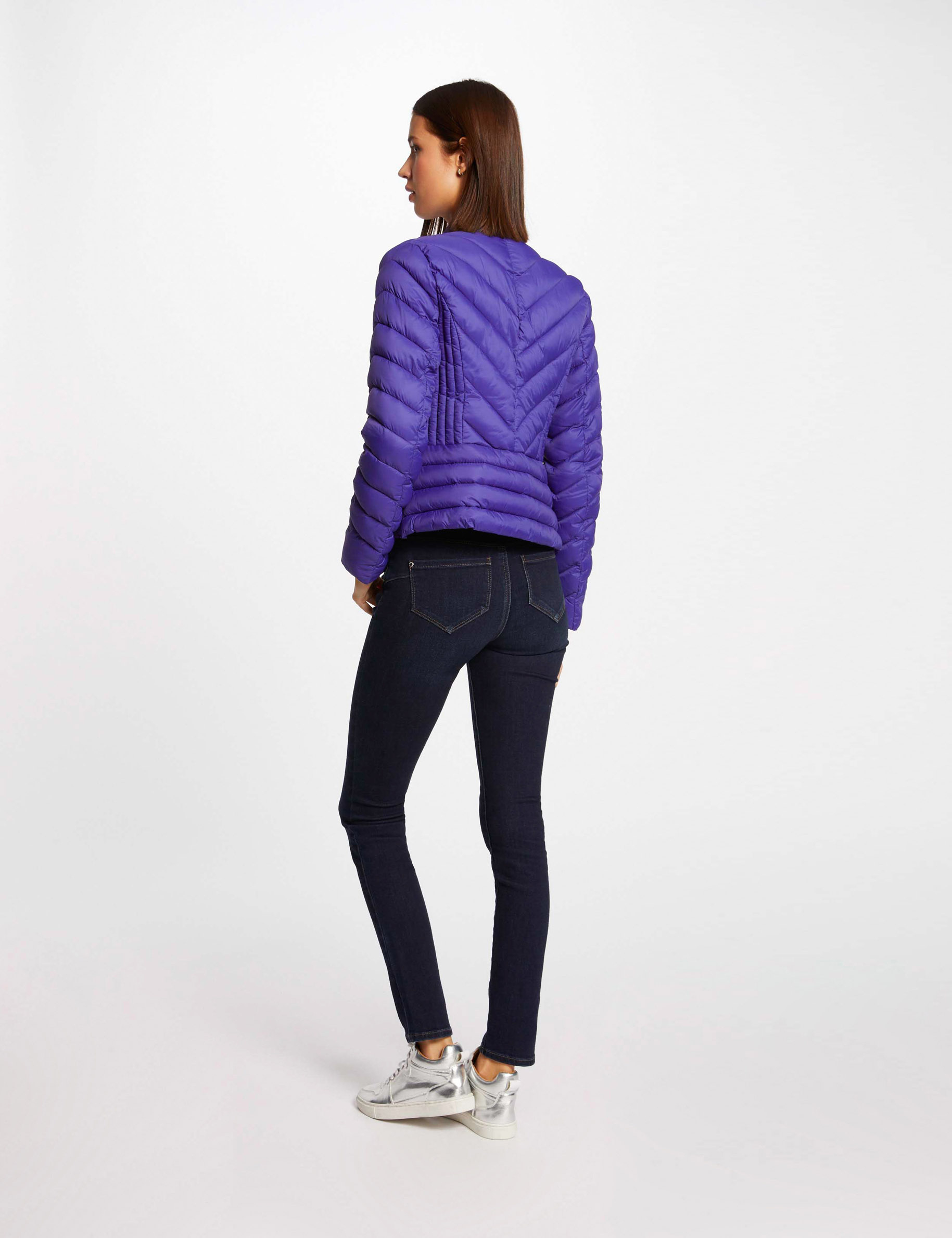 Doudoune droite zippée violet femme