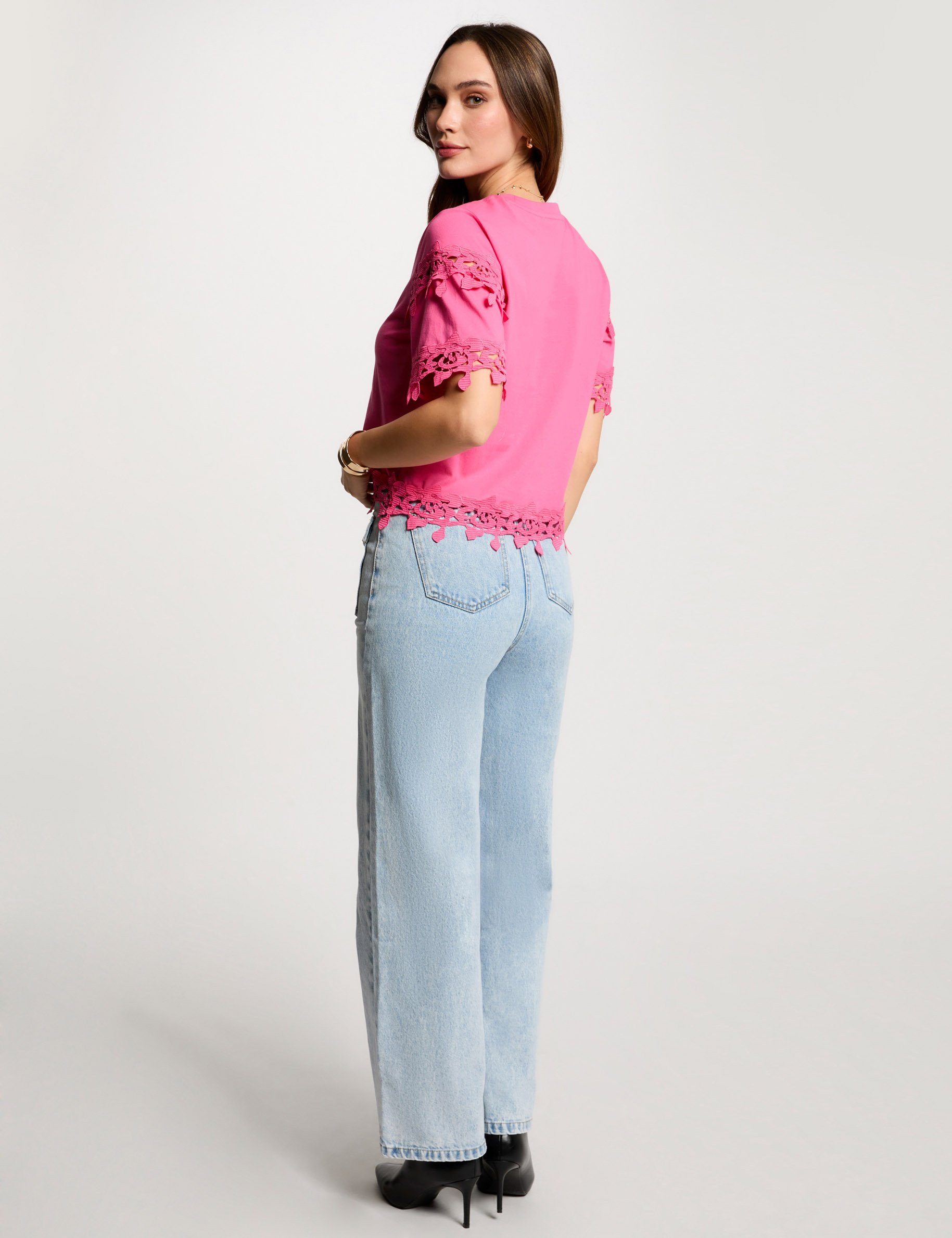 t shirt manches courtes rose femme T-shirt manches courtes rose femme