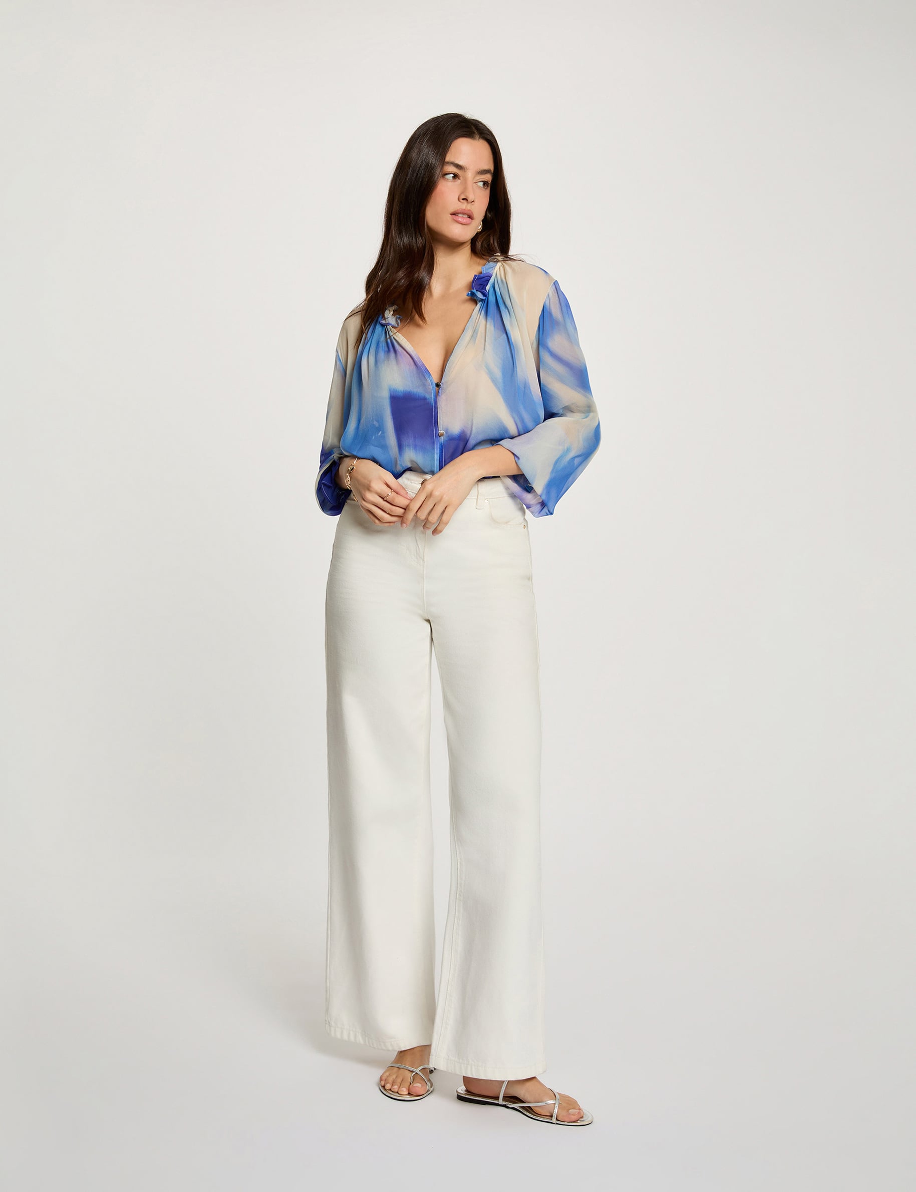 Chemise fluide ajust&eacute;e multicolore femme