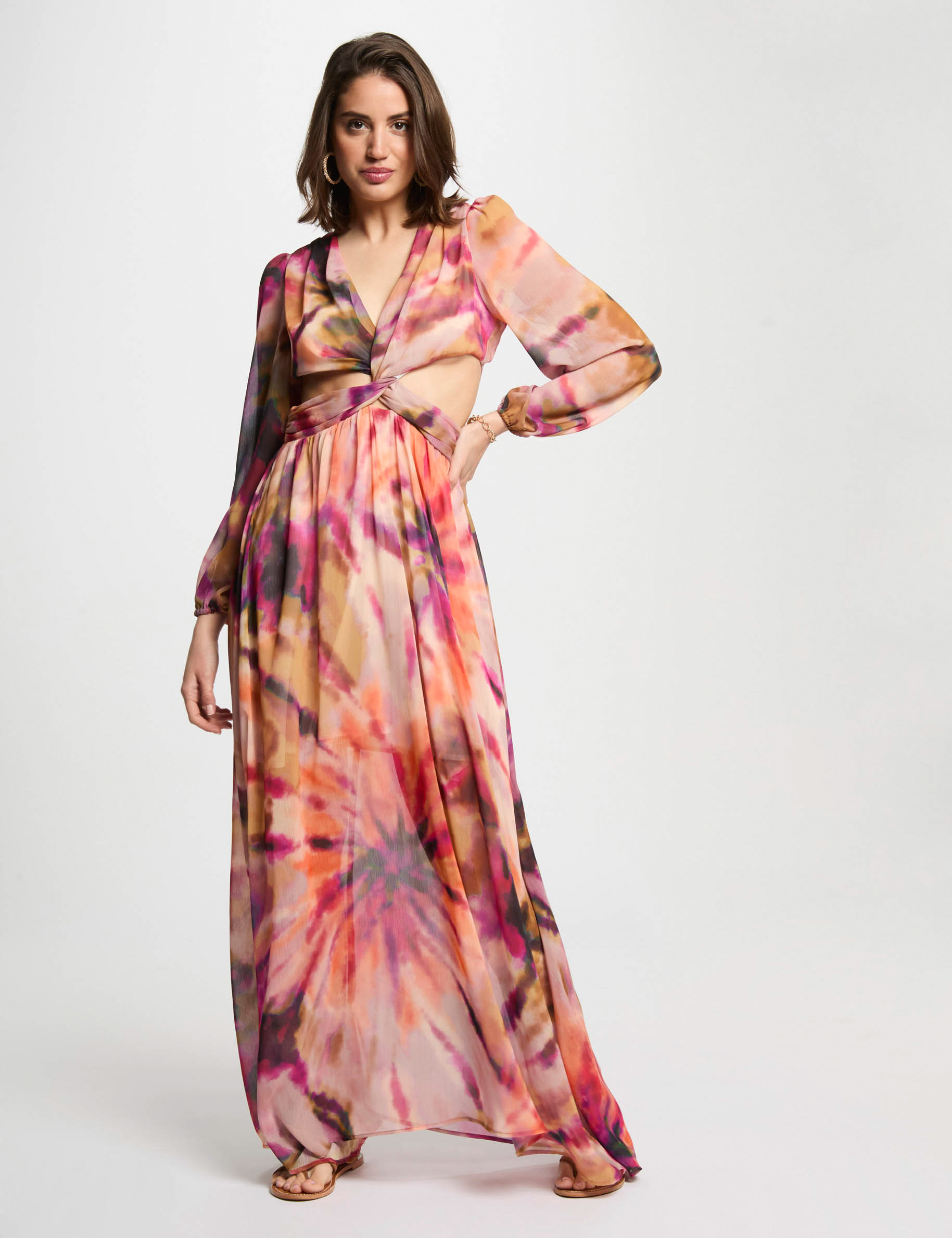 robe longue droite imprimee multicolore femme Robe longue droite imprimée multicolore femme