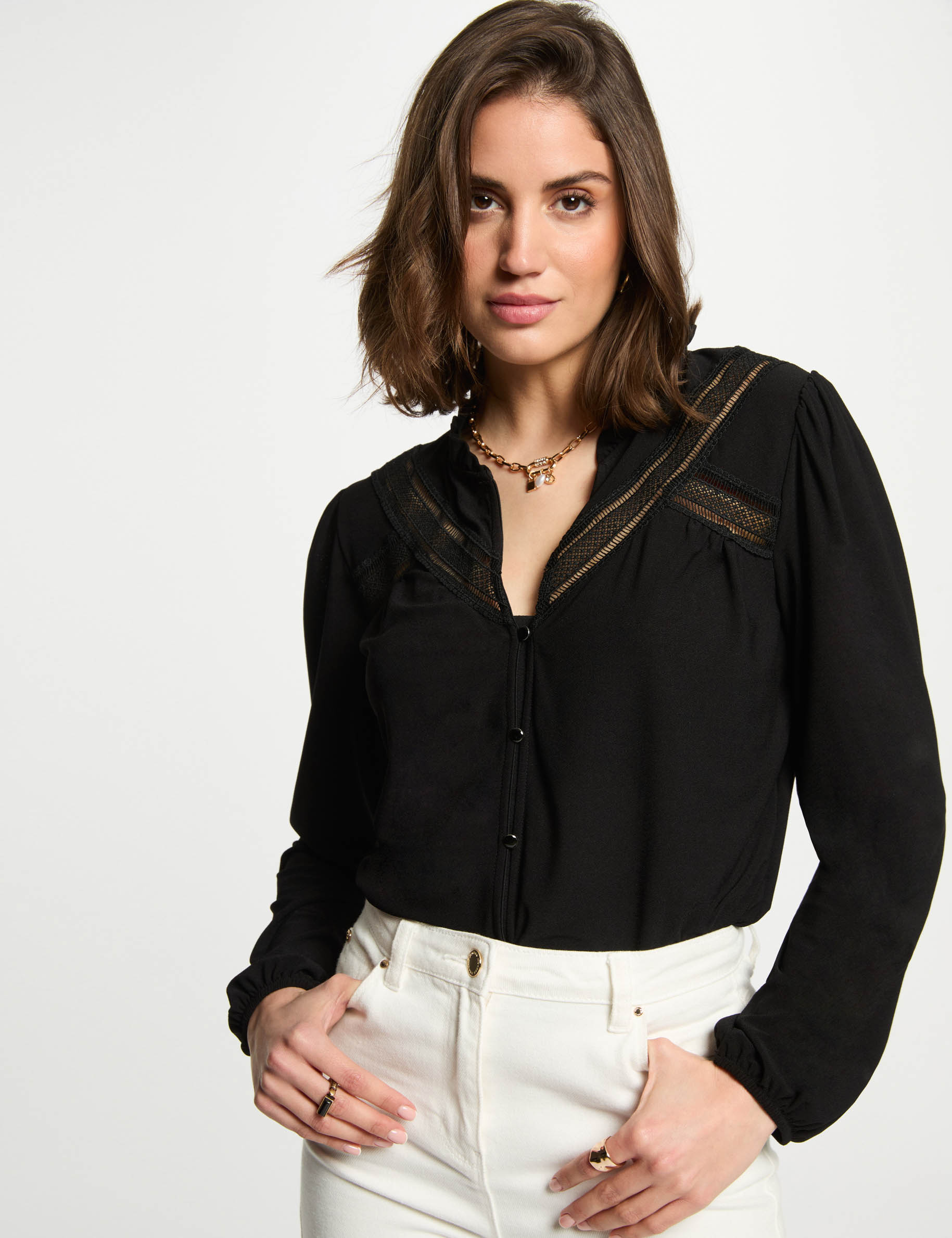 t shirt manches longues noir femme T-shirt manches longues noir femme