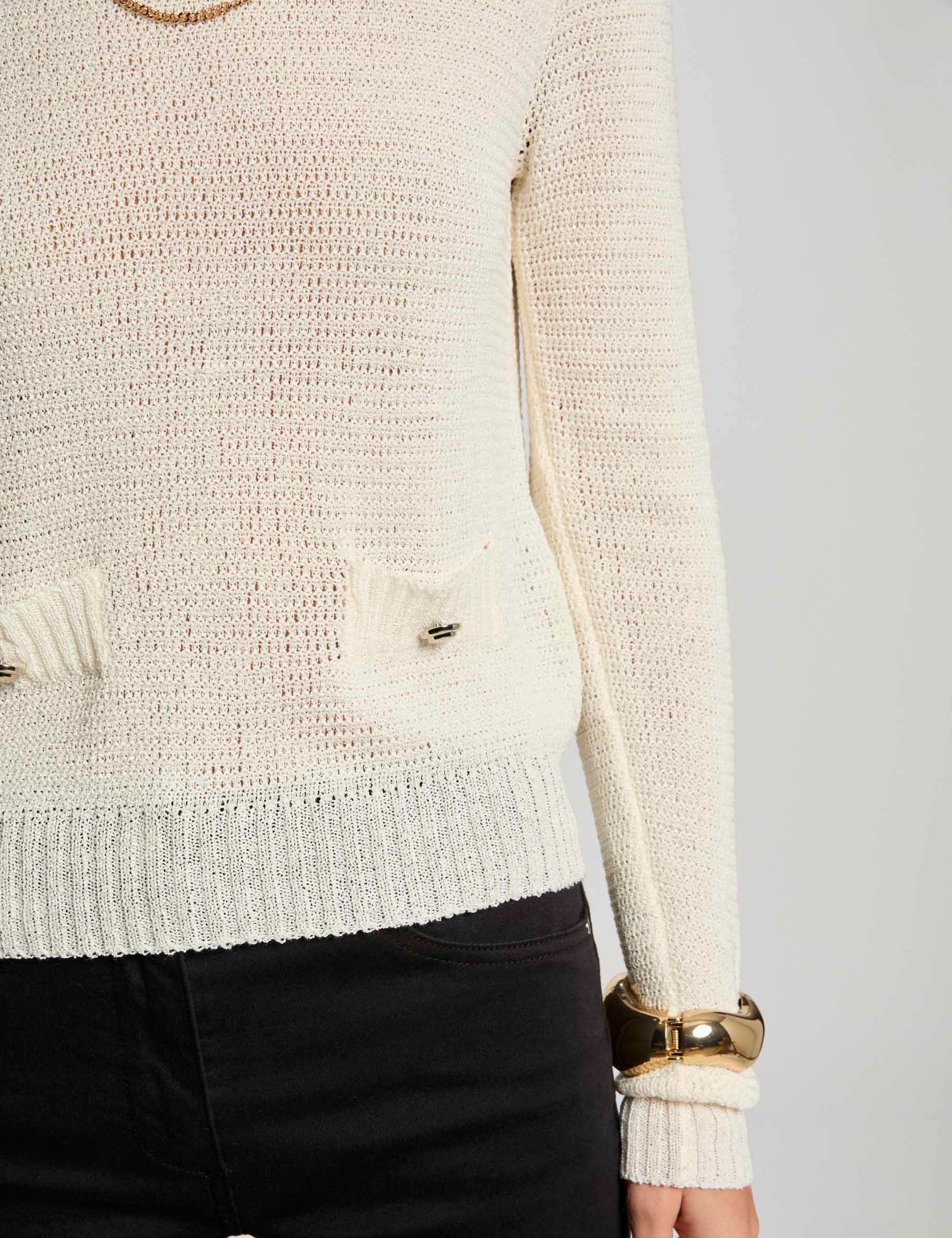 pull col rond ajoure ivoire femme Pull col rond ajouré ivoire femme