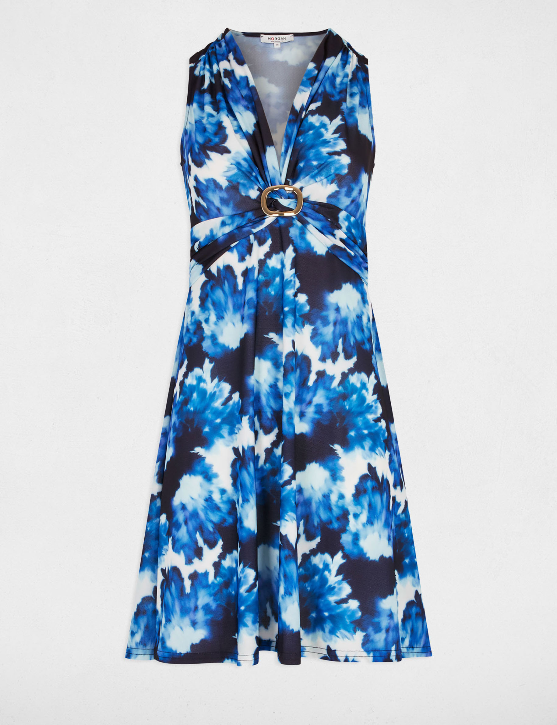 Robe Courte Trapèze Grande Taille Femme – Bleu Marine Uni Col Carré – Confort Et Élégance Décontractée Jusqu'à 6XL