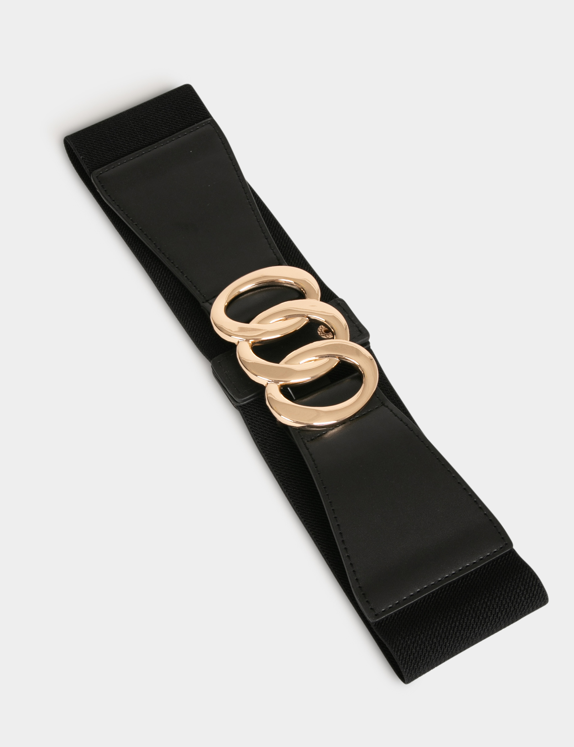 Ceinture élastiquée avec anneaux noir femme