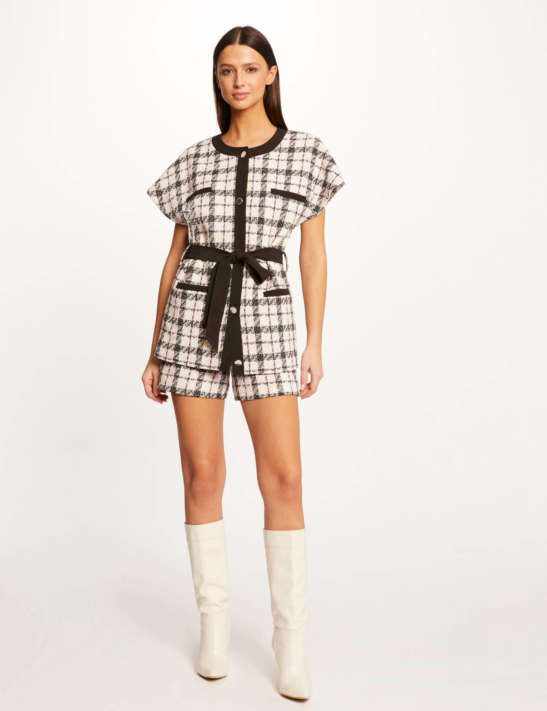 Short droit à carreaux multico femme Short droit à carreaux multico femme