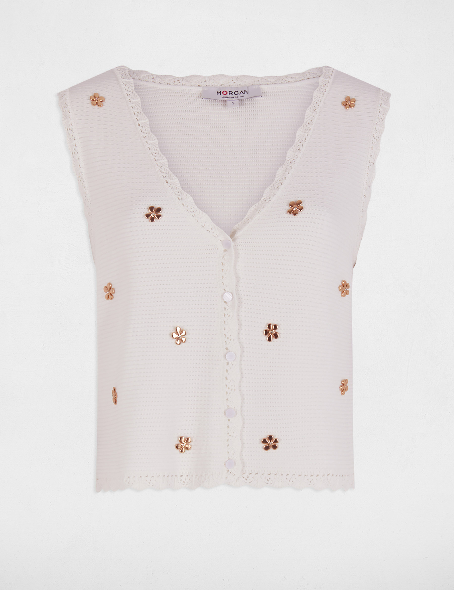 Veston sans manches blanc femme