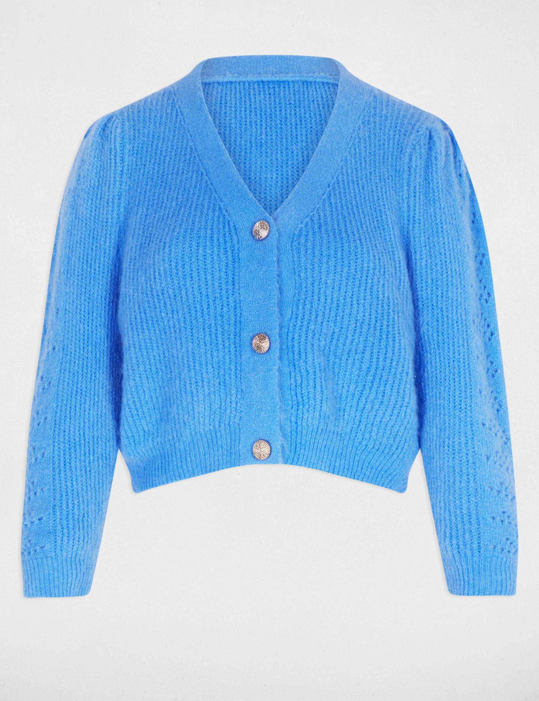 Gilet ajust&eacute; col v bleu femme