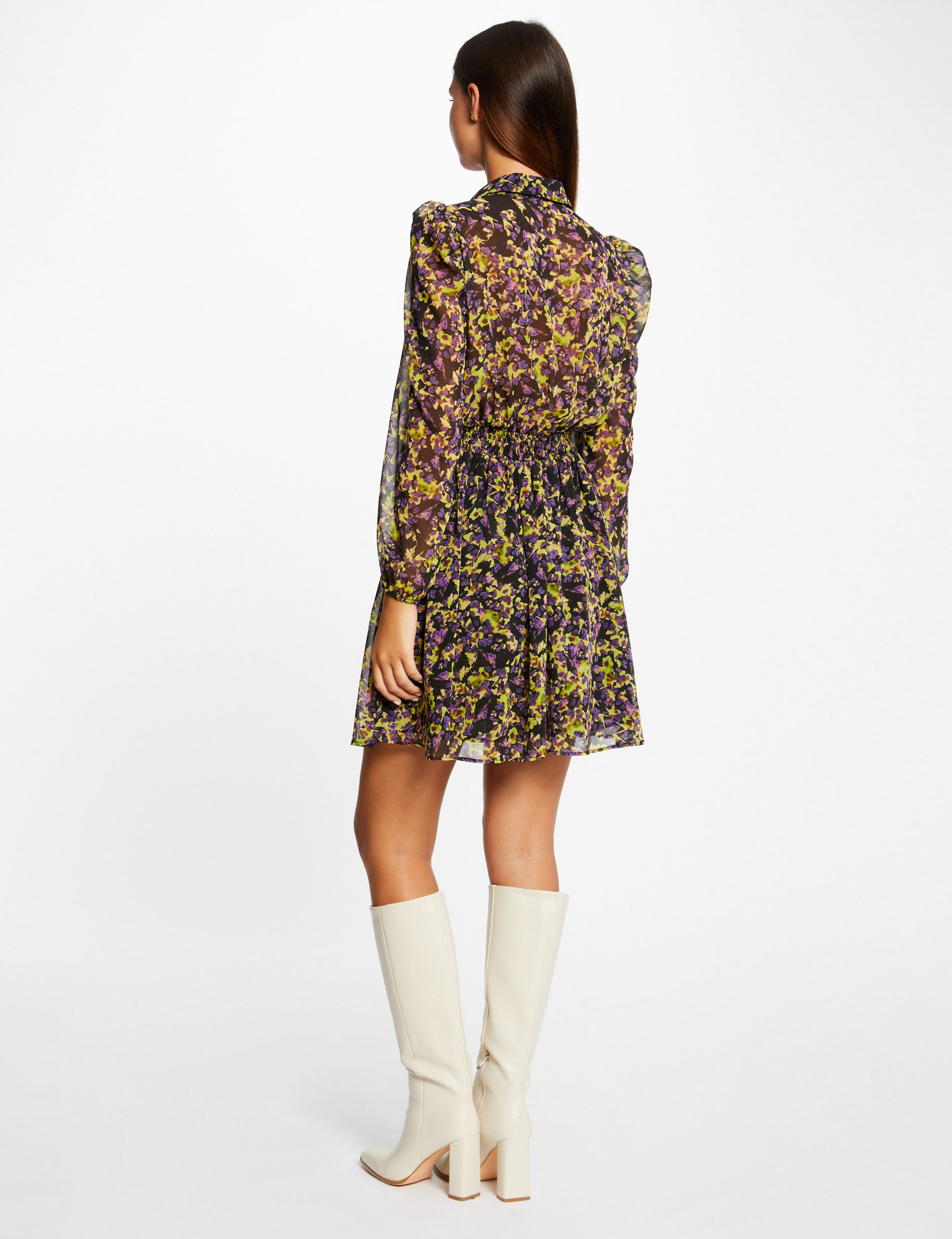 Robe cintrée imprimé abstrait multico femme