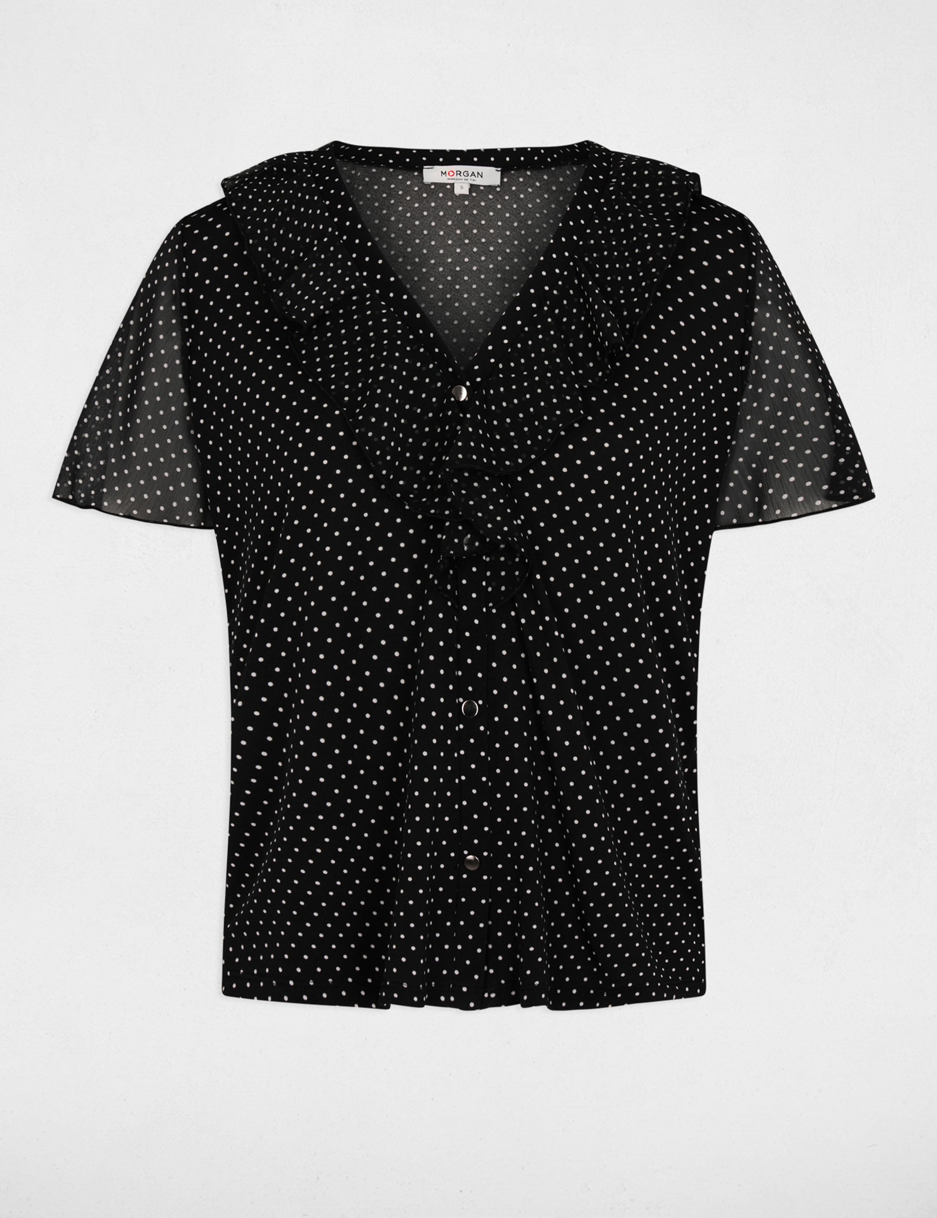 Chemise voile col v noir femme